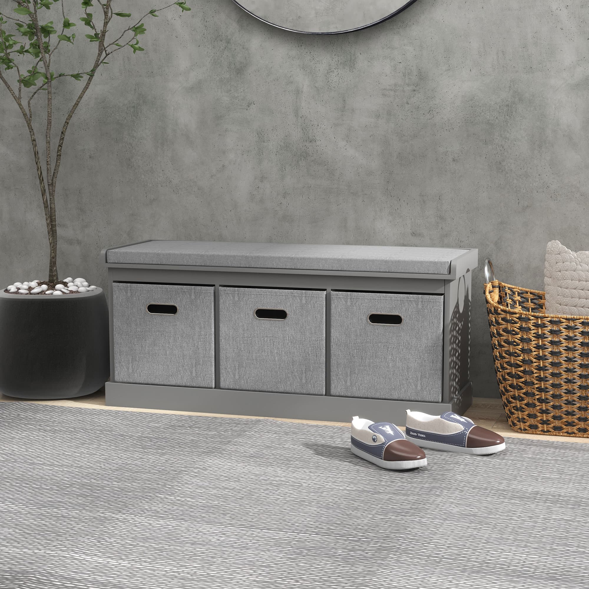 Transform Your Hallway with this Grey Shoe Storage Bench - image 1