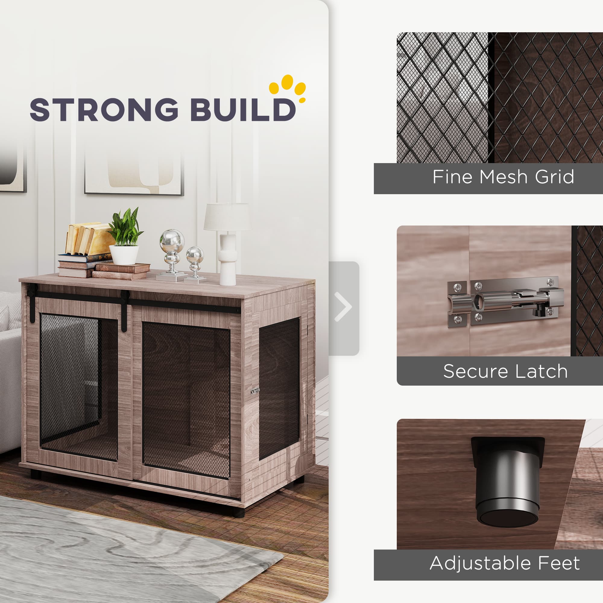Furniture-Style Dog Crate with Barn Door for Large Dogs - image 4