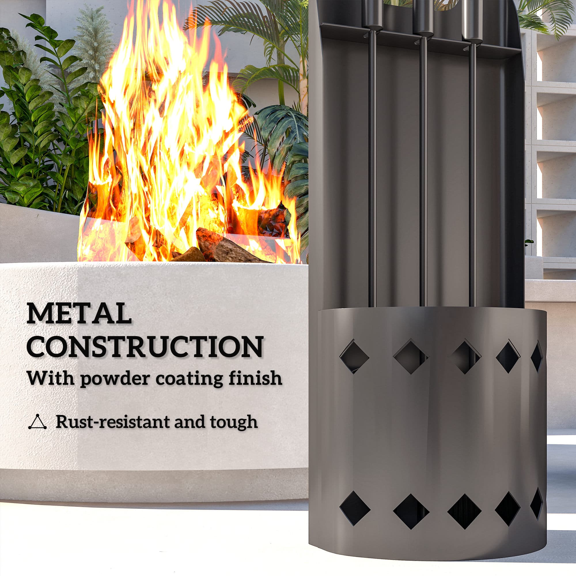 Black 4 Piece Fireplace Companion Set for Hearth Care - image 10
