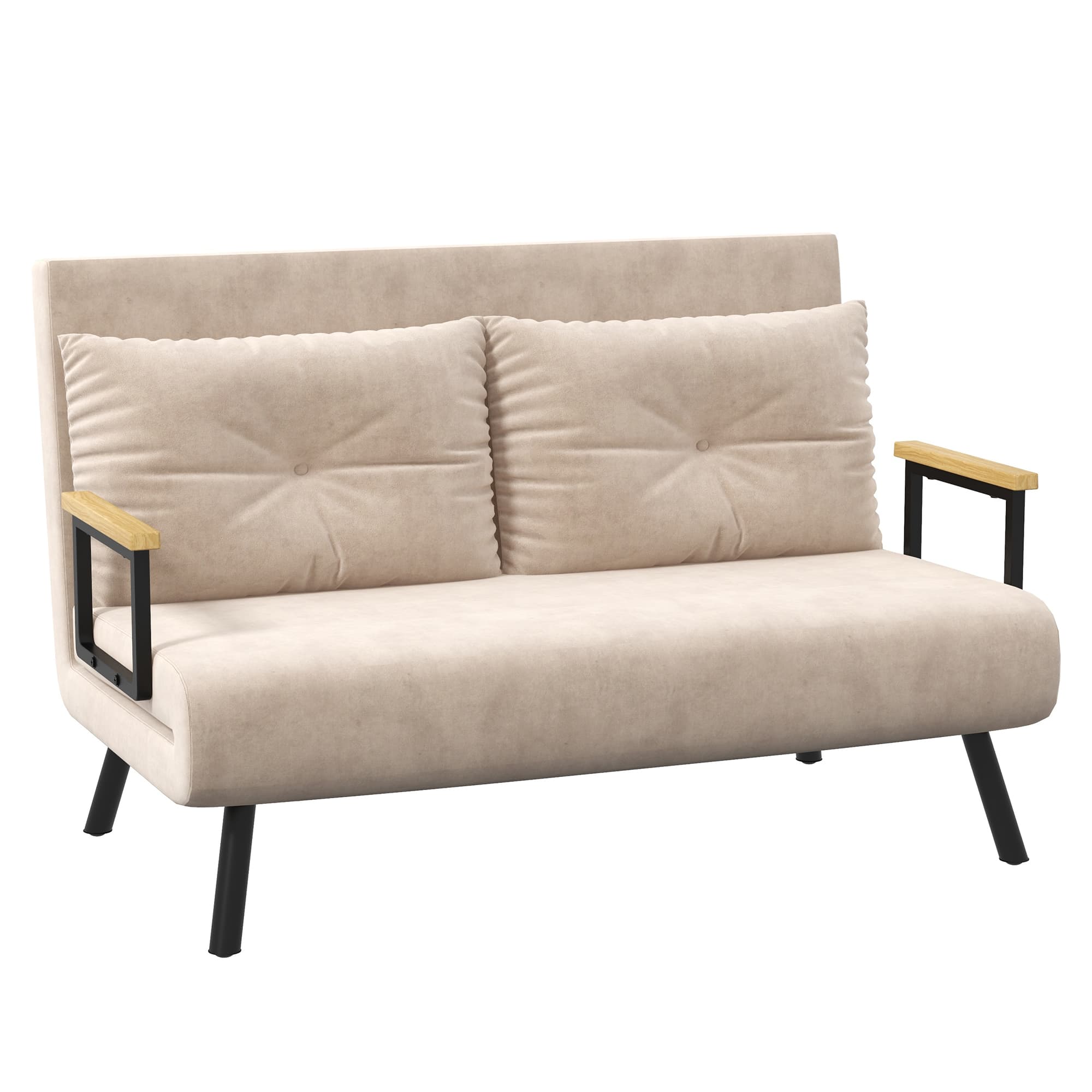Transform Your Space with this 4-in-1 Velvet Sofa Bed - Beige