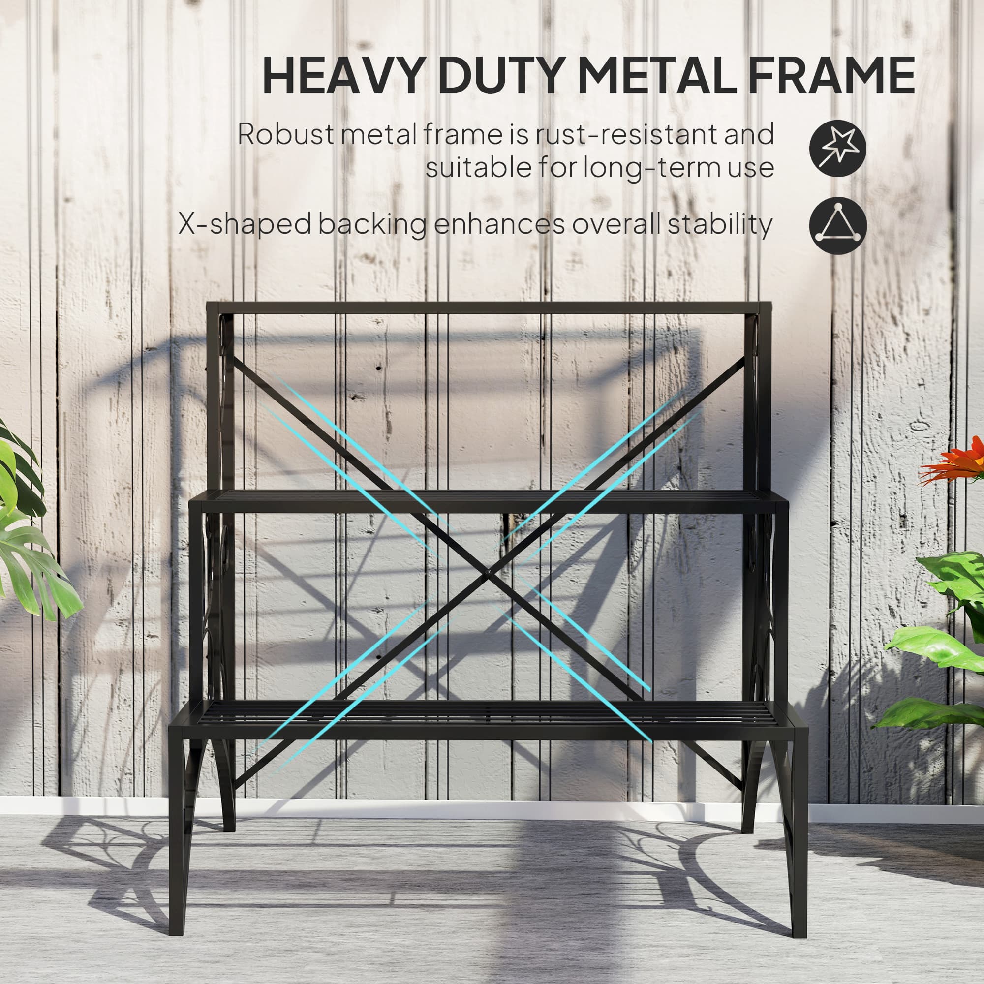 Three-Tier Black Metal Plant Stand for Pots - image 9