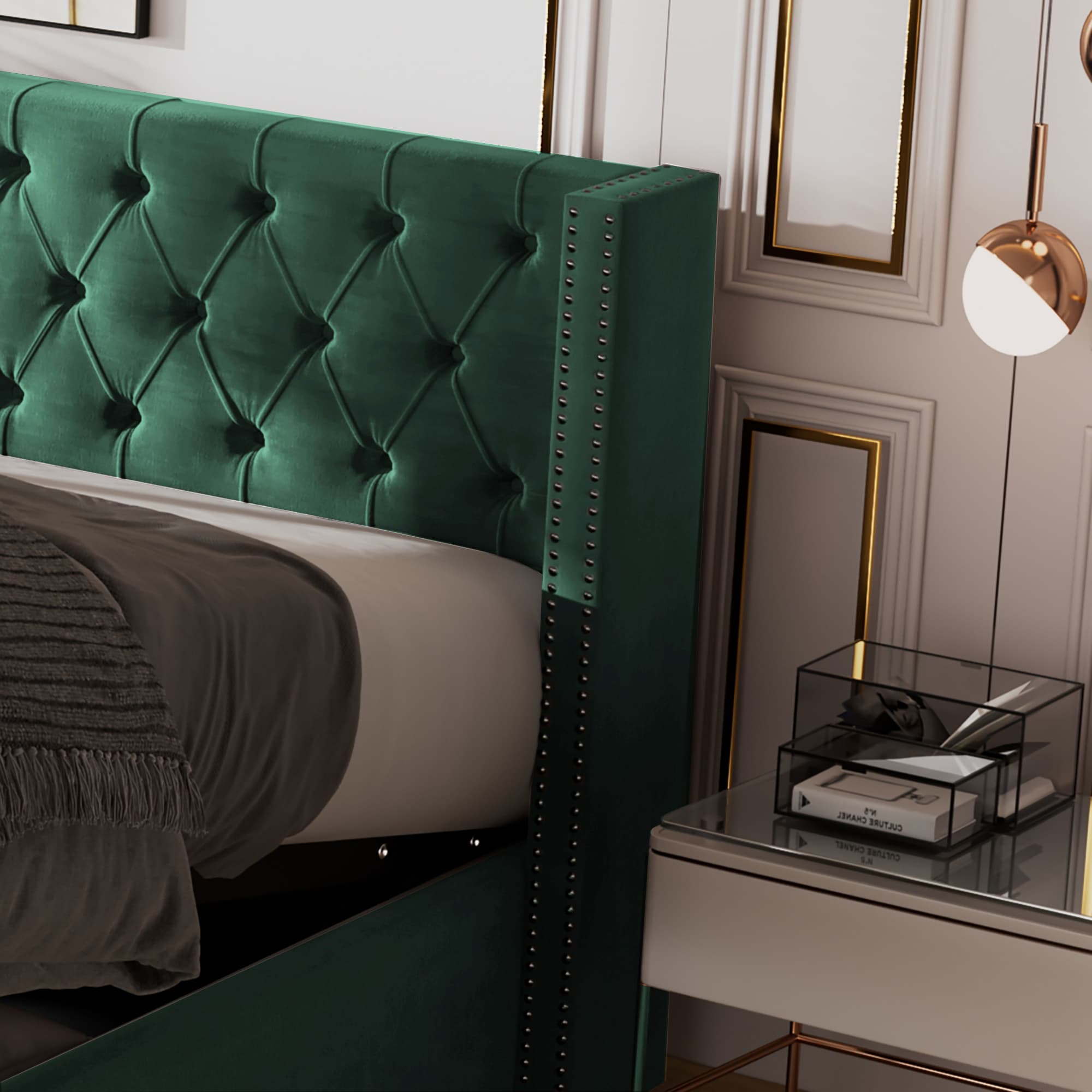 The Elegant Green Velvet Bed with Effortless Storage - image 6