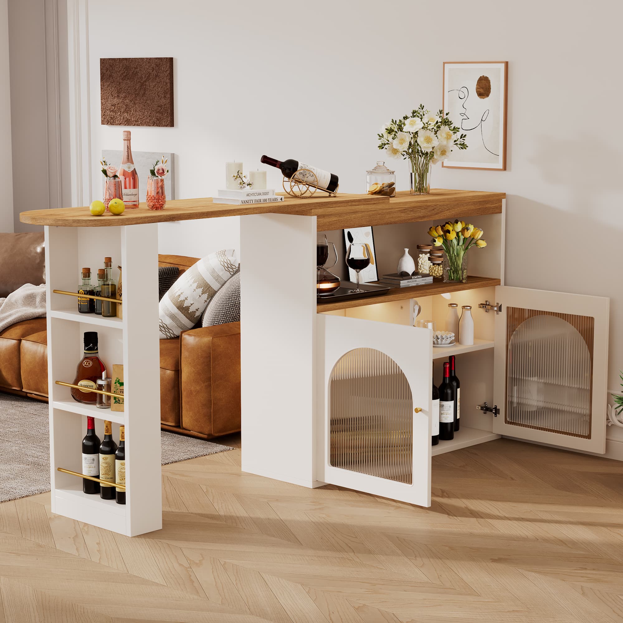 Modern Swivel Kitchen Island with Extendable Dining Table - image 1