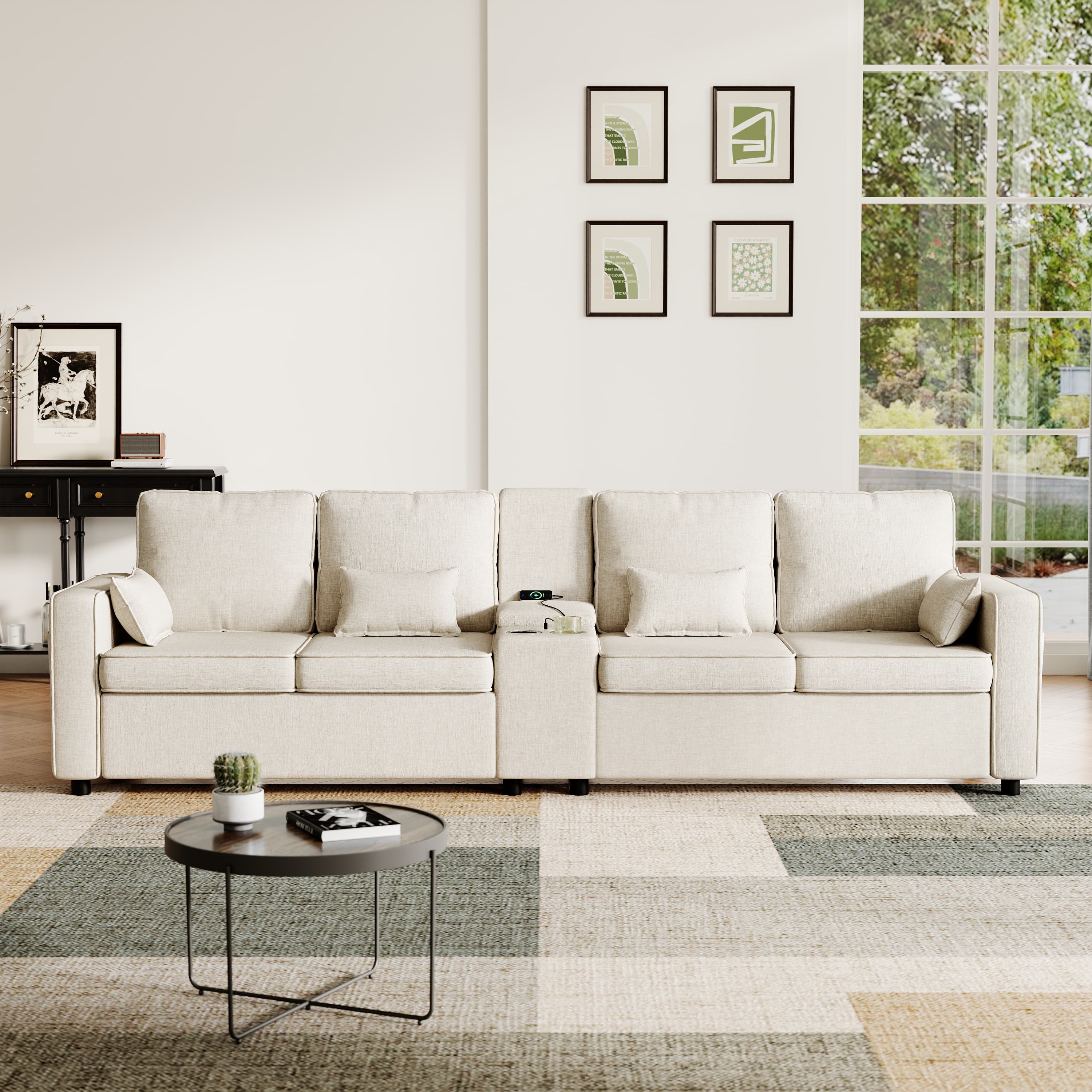 Modern 4-Seater Sofa: Smart Storage & Effortless Charging - image 6