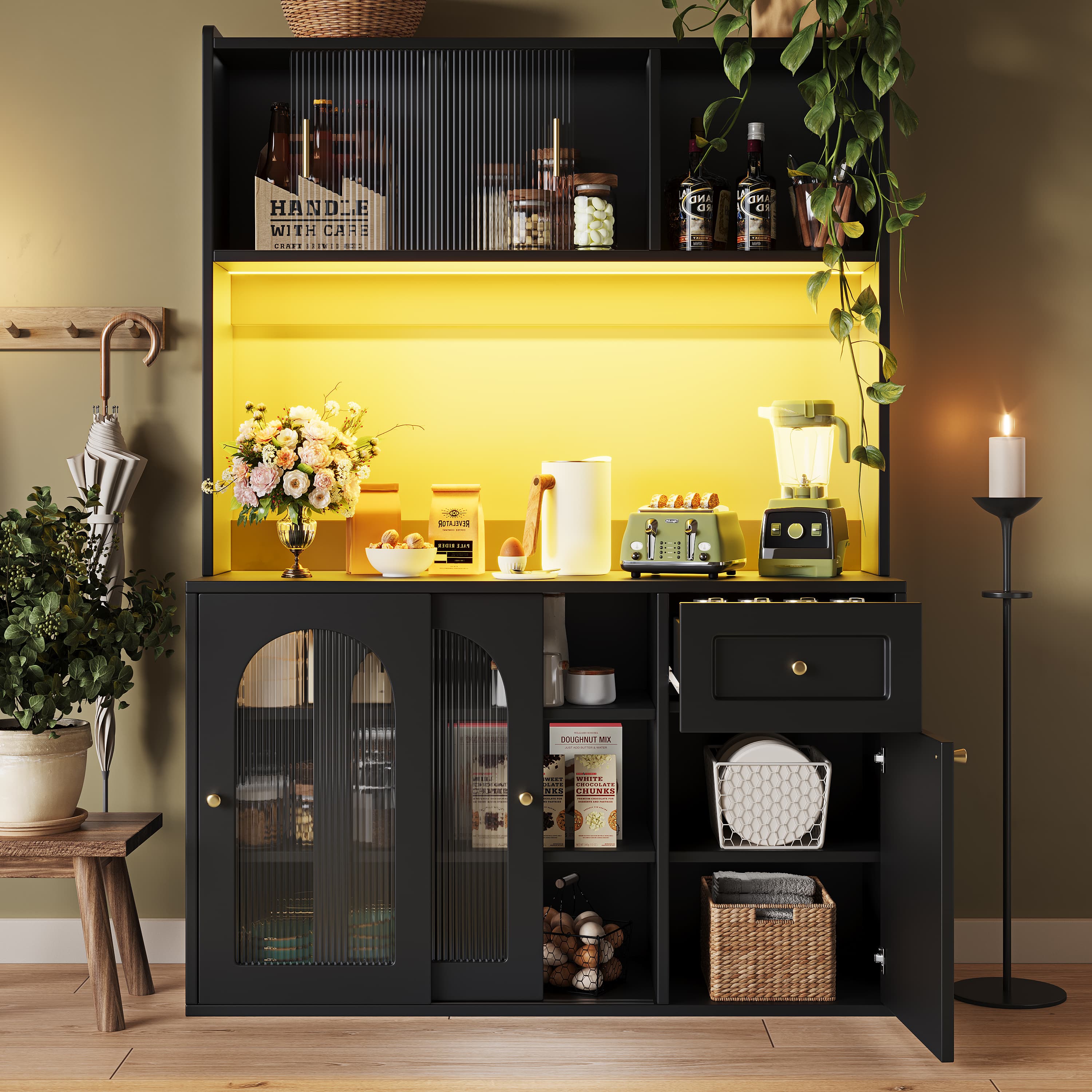 Elevate Your Space with a Music-Syncing LED Buffet Cabinet