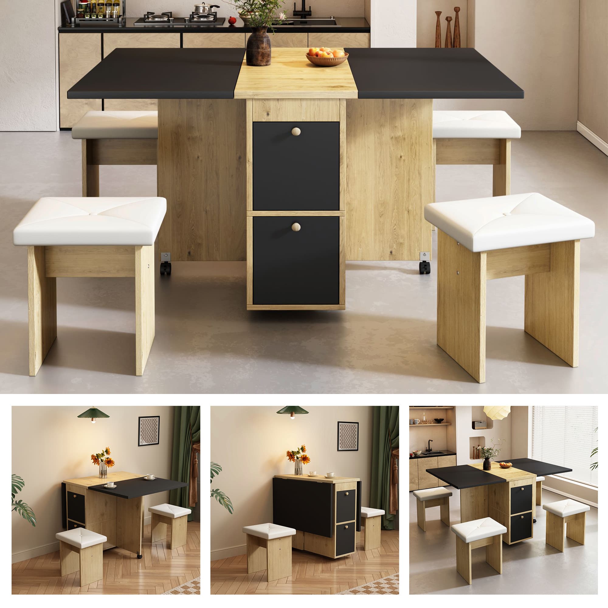 Transform Your Space with This Multifunctional Dining Set - White Black