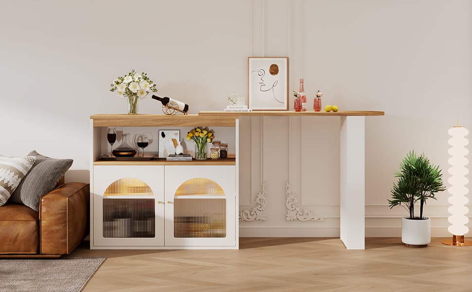 Modern Swivel Kitchen Island with Extendable Dining Table - image 2