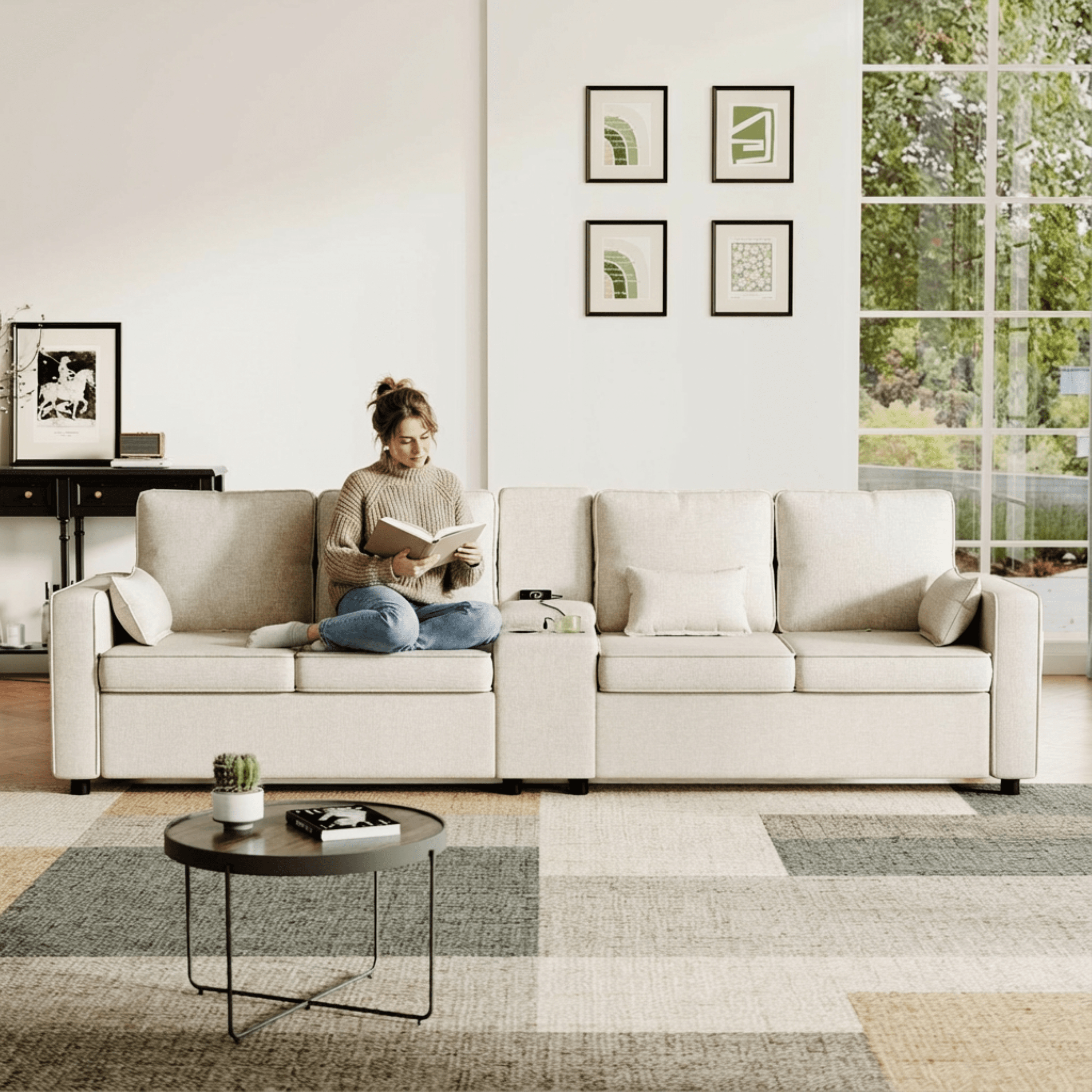 Modern 4-Seater Sofa: Smart Storage & Effortless Charging - image 2