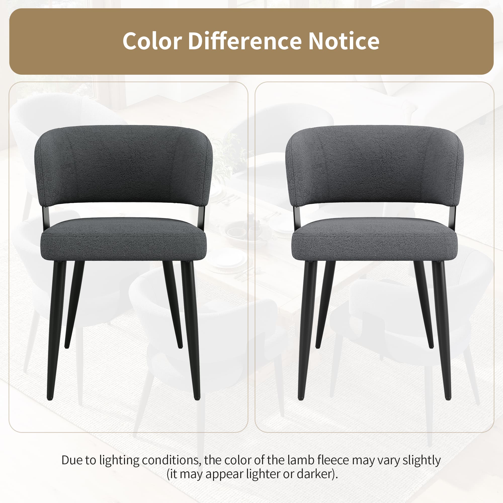 Set of 2 Modern Upholstered Dining Chairs in Grey - image 5