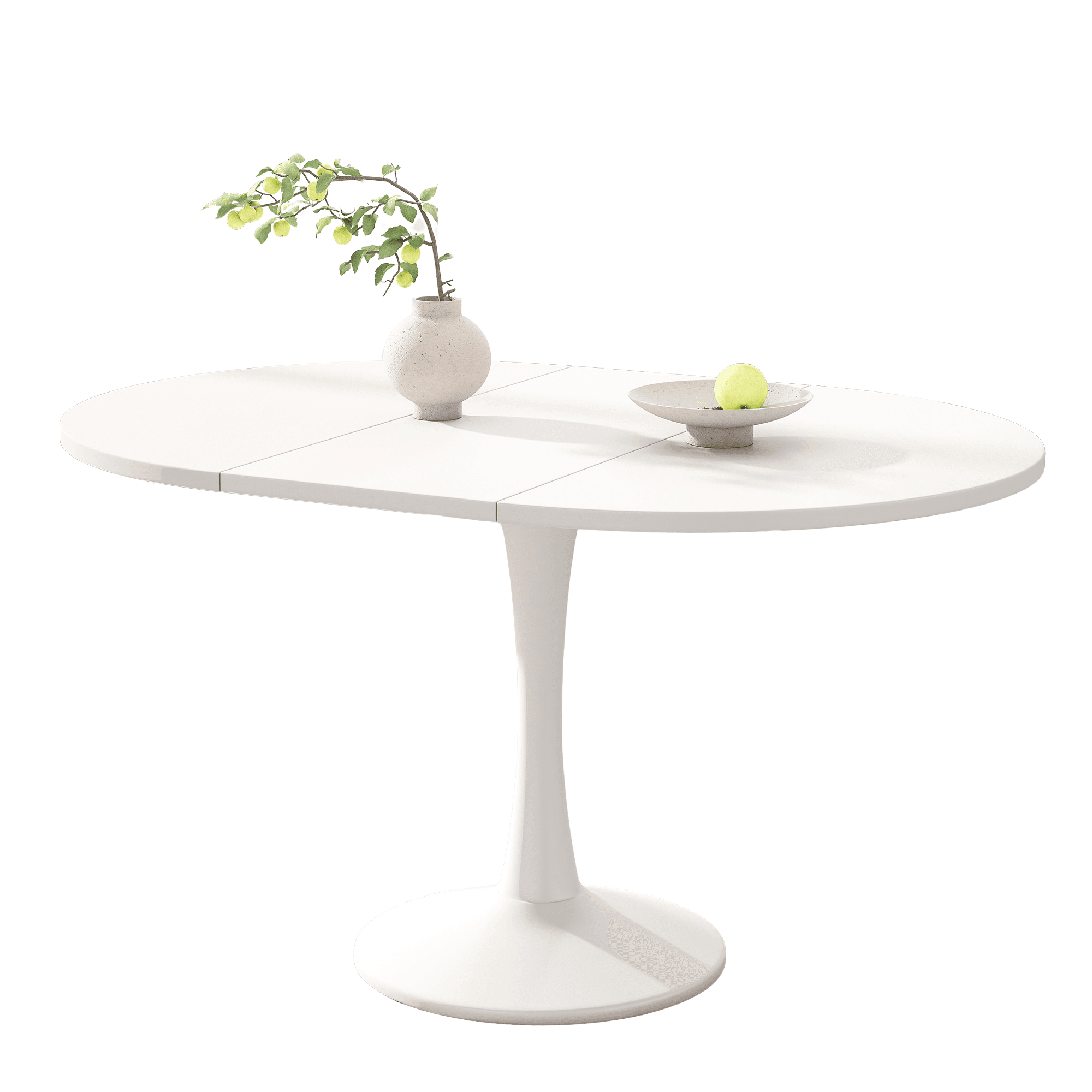 White Modern Extendable Round Dining Table - image 5