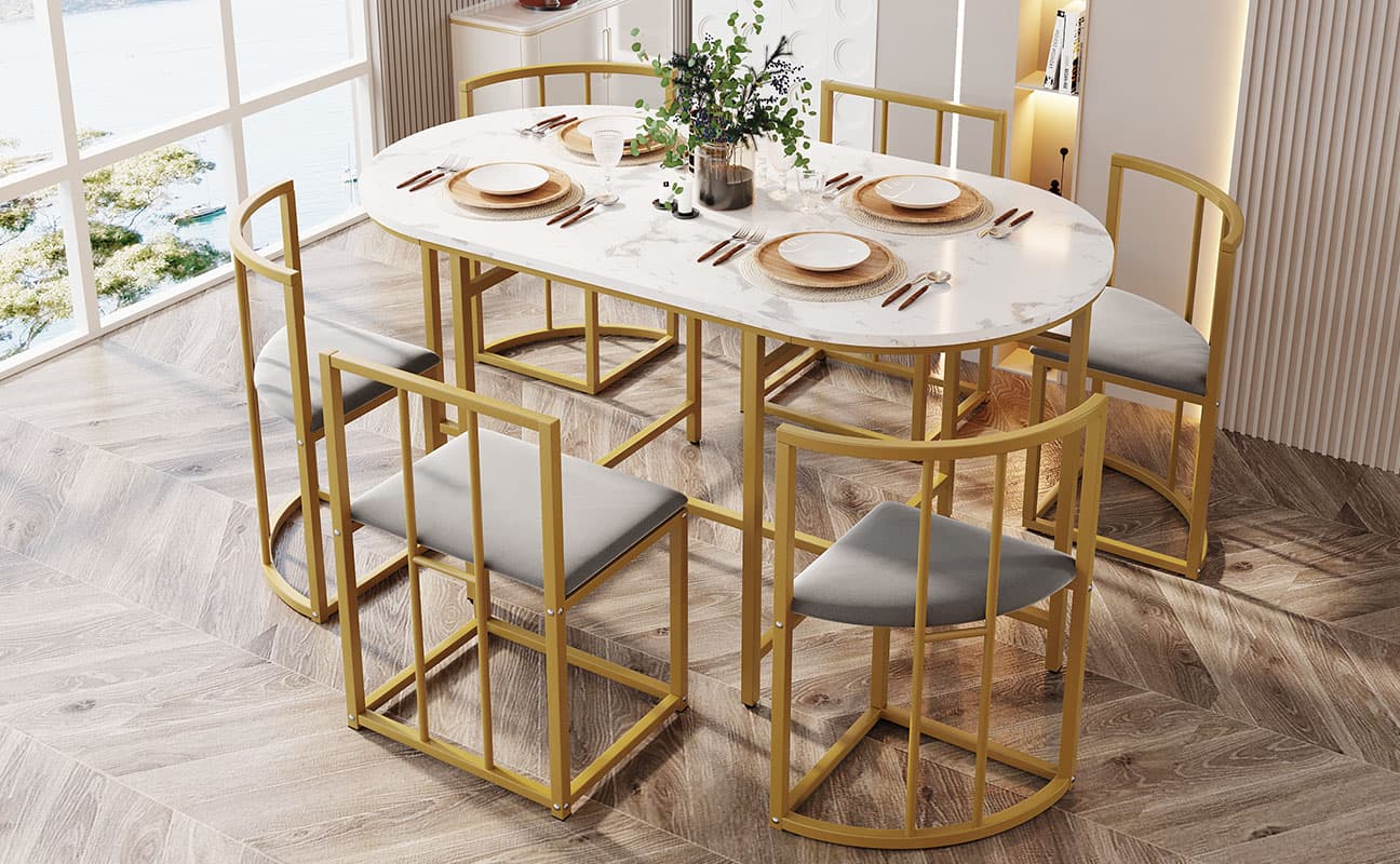 Modern Dining Table and 6-Chair Set - image 5