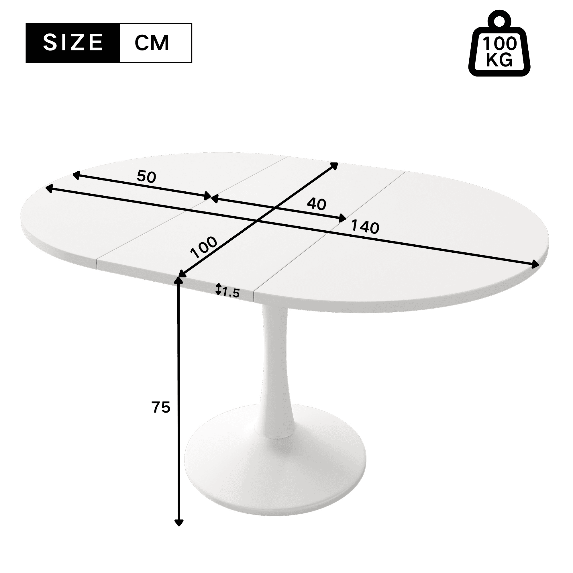 White Modern Extendable Round Dining Table - image 4