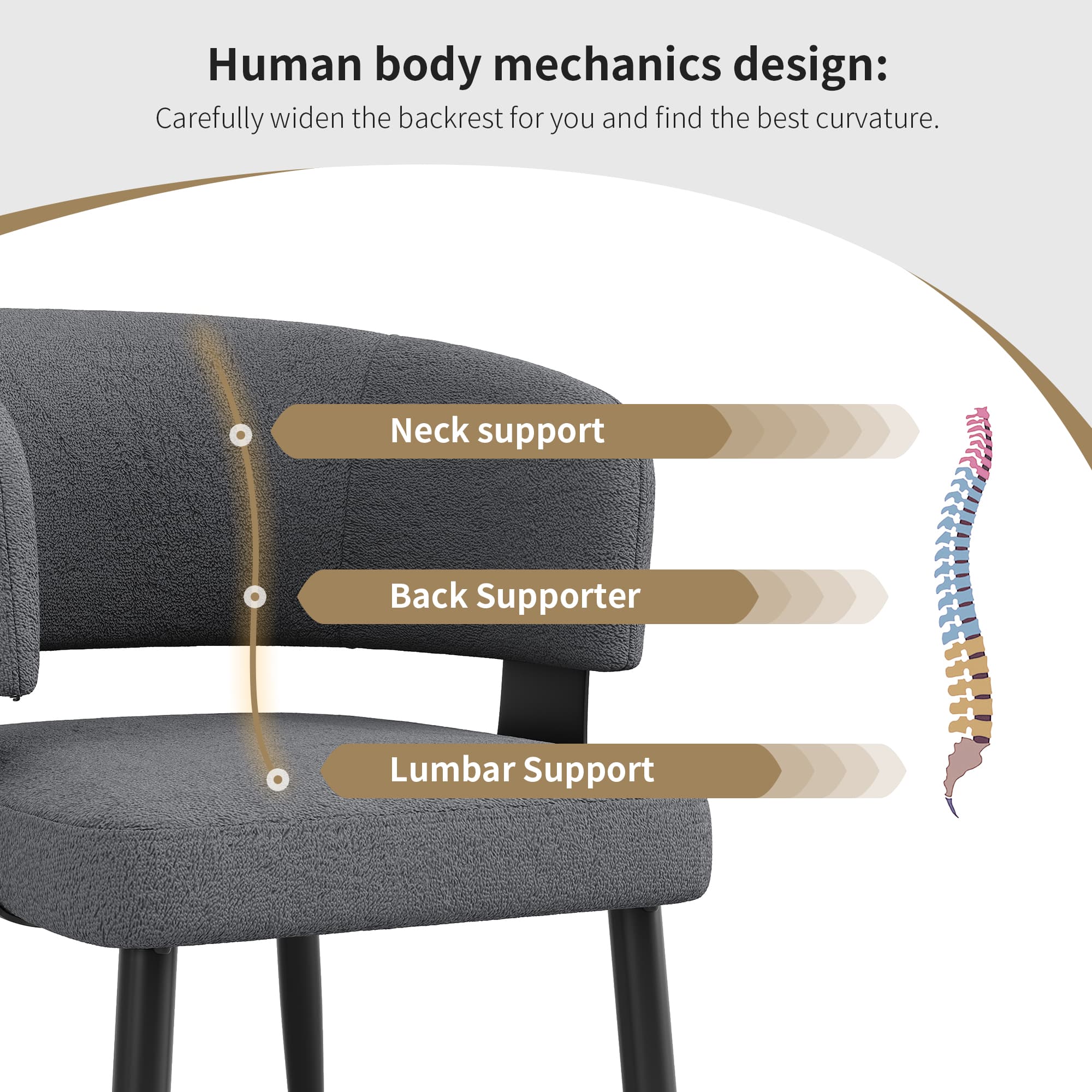 Set of 2 Modern Upholstered Dining Chairs in Grey - image 4