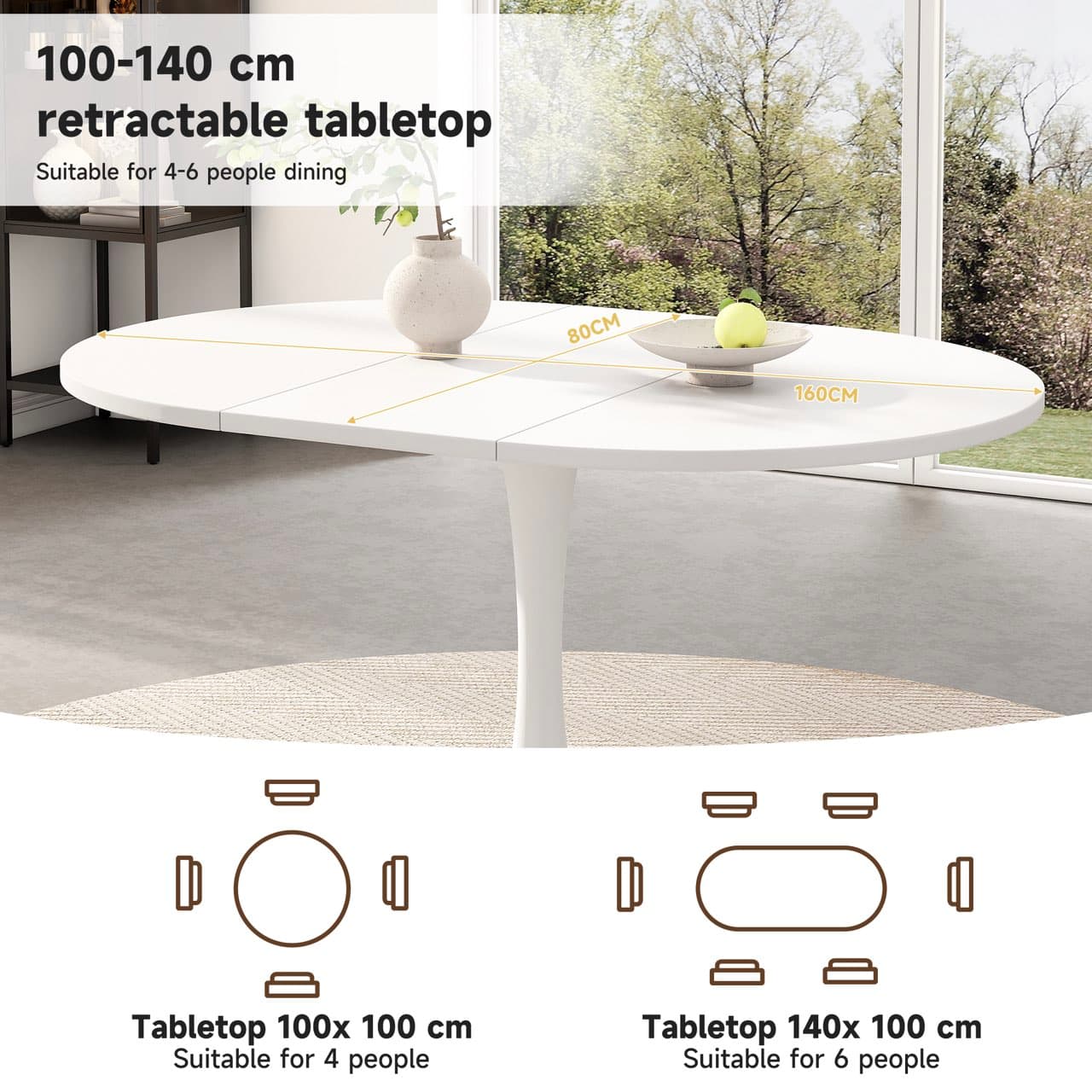 White Modern Extendable Round Dining Table - image 2