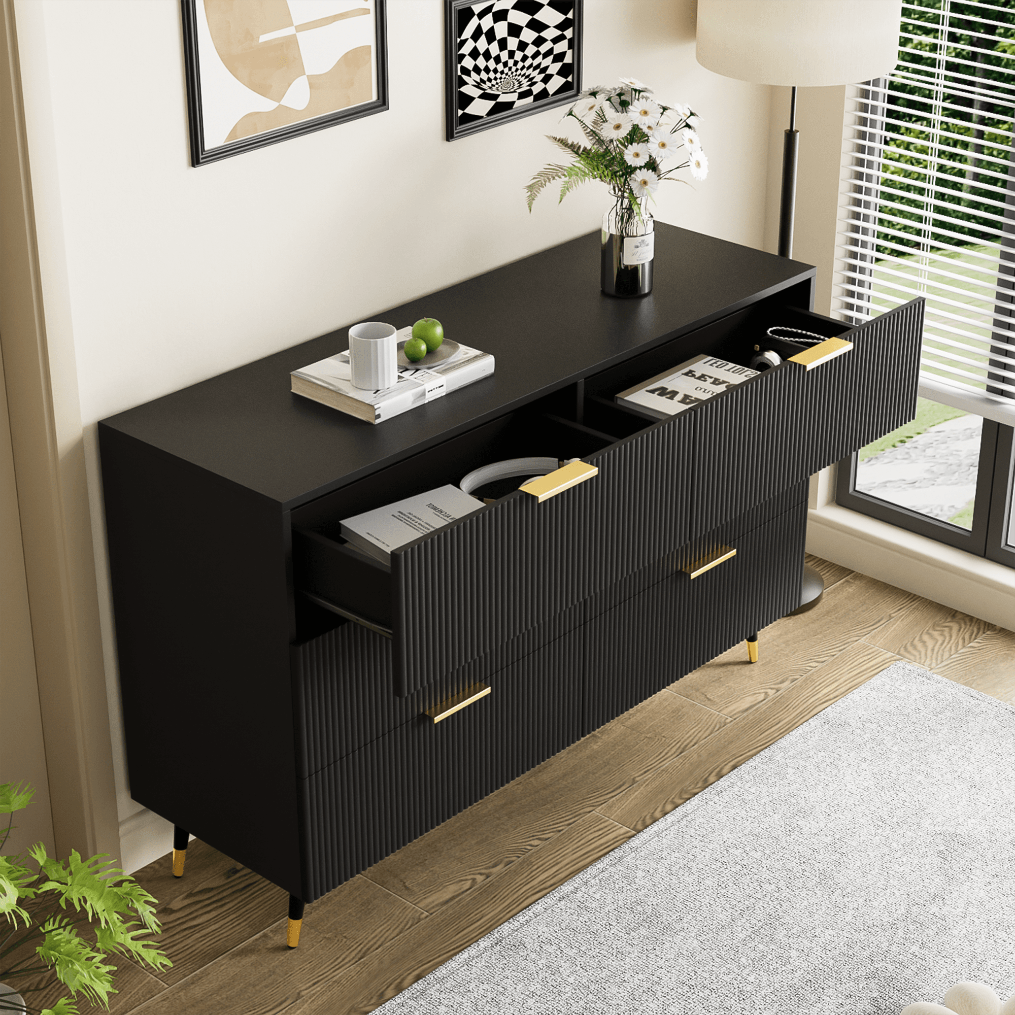 Elegant Sideboard with Wavy Design & Ample Storage - image 1
