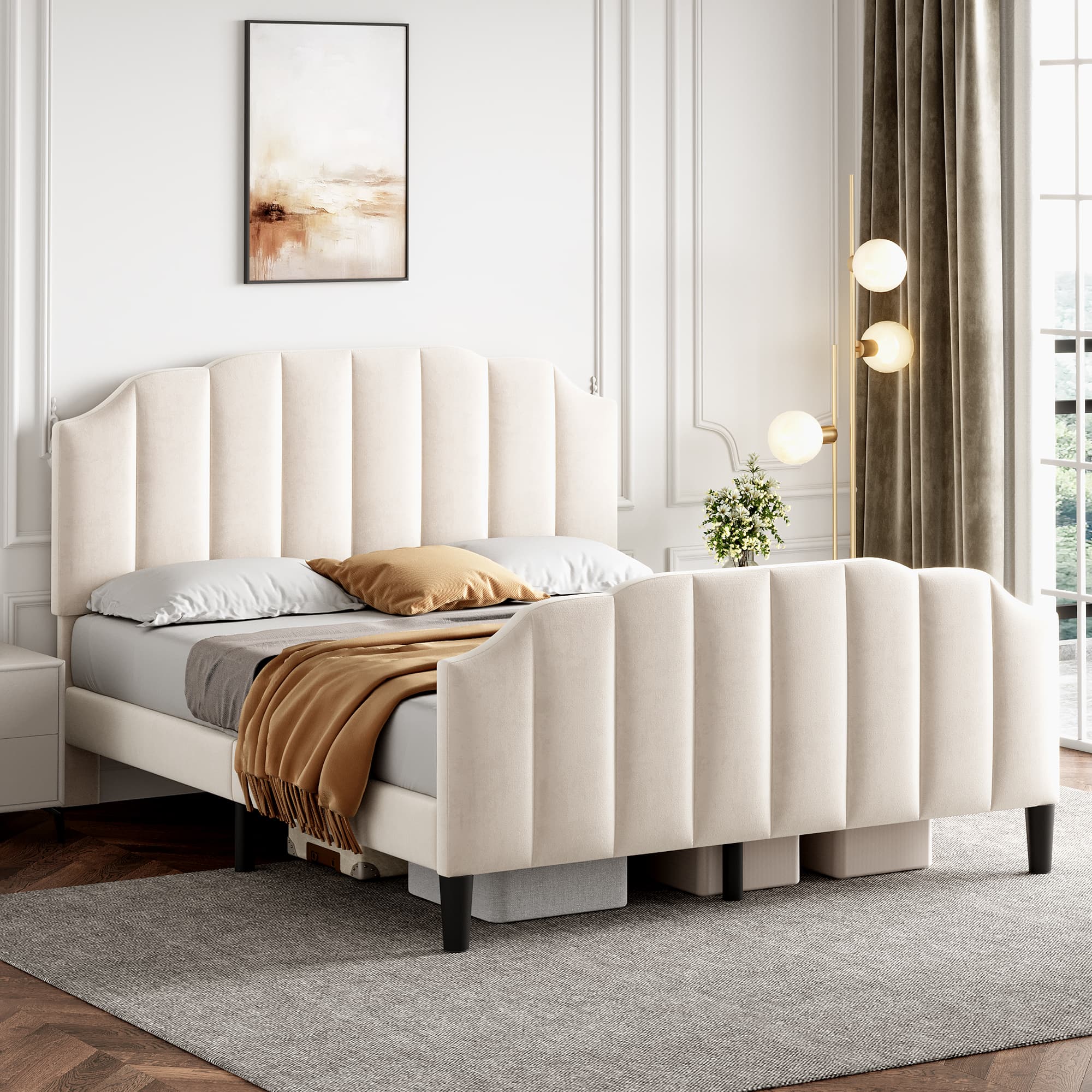 Discover Effortless Comfort With Our Beige Velvet Double Bed - image 5