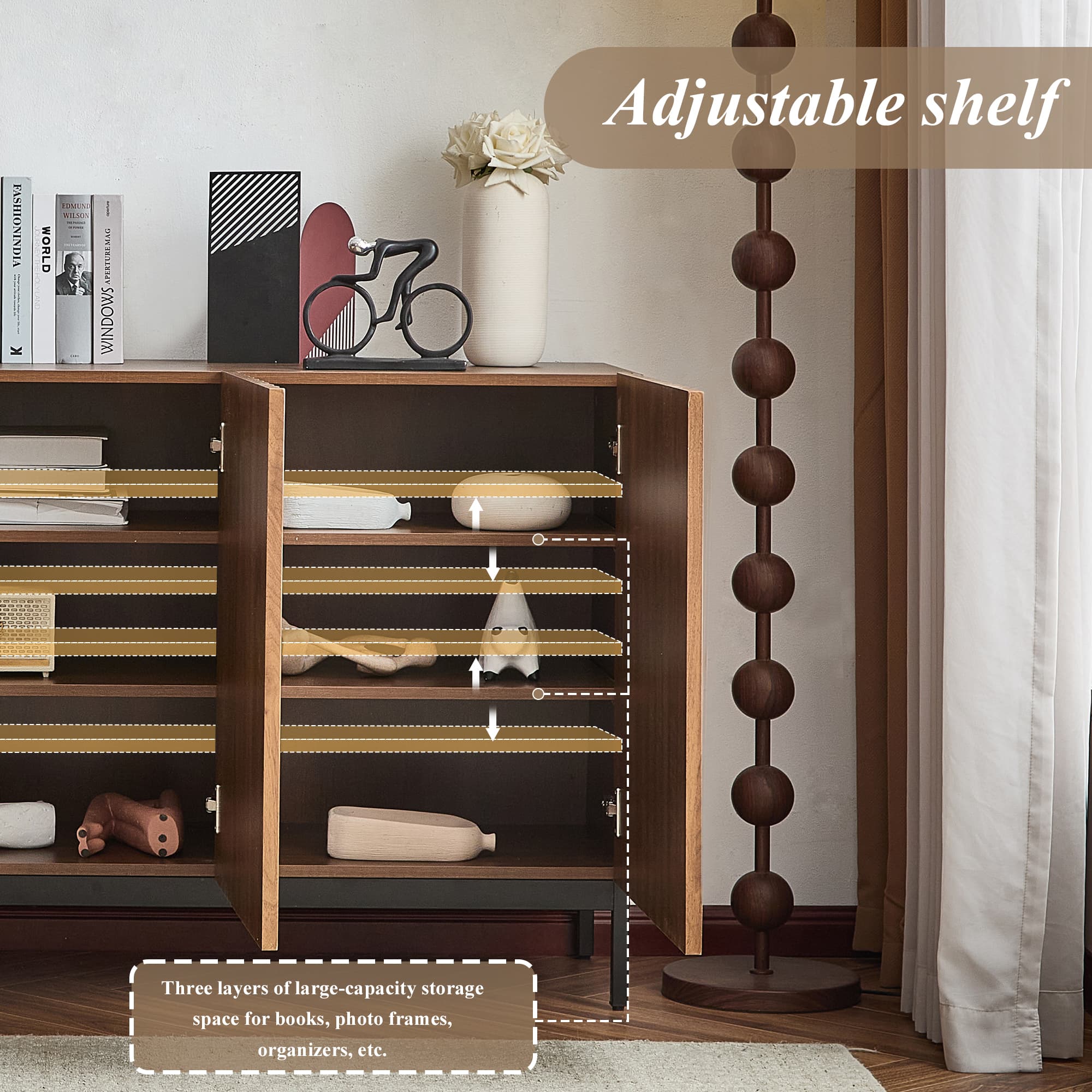 Mid-Century Modern Sideboard in Dark Oak with Textured Wave Front - image 3