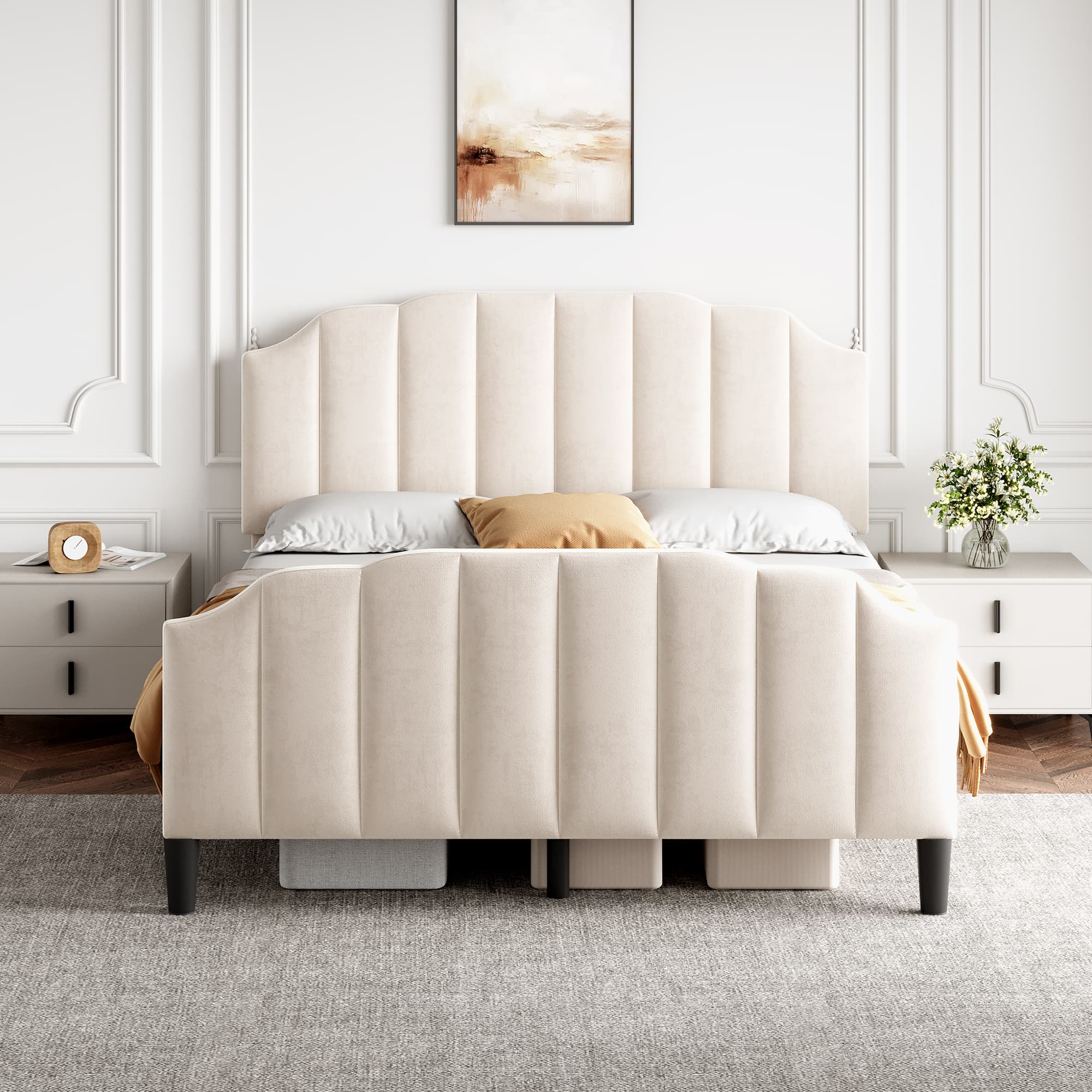 Discover Effortless Comfort With Our Beige Velvet Double Bed - image 4