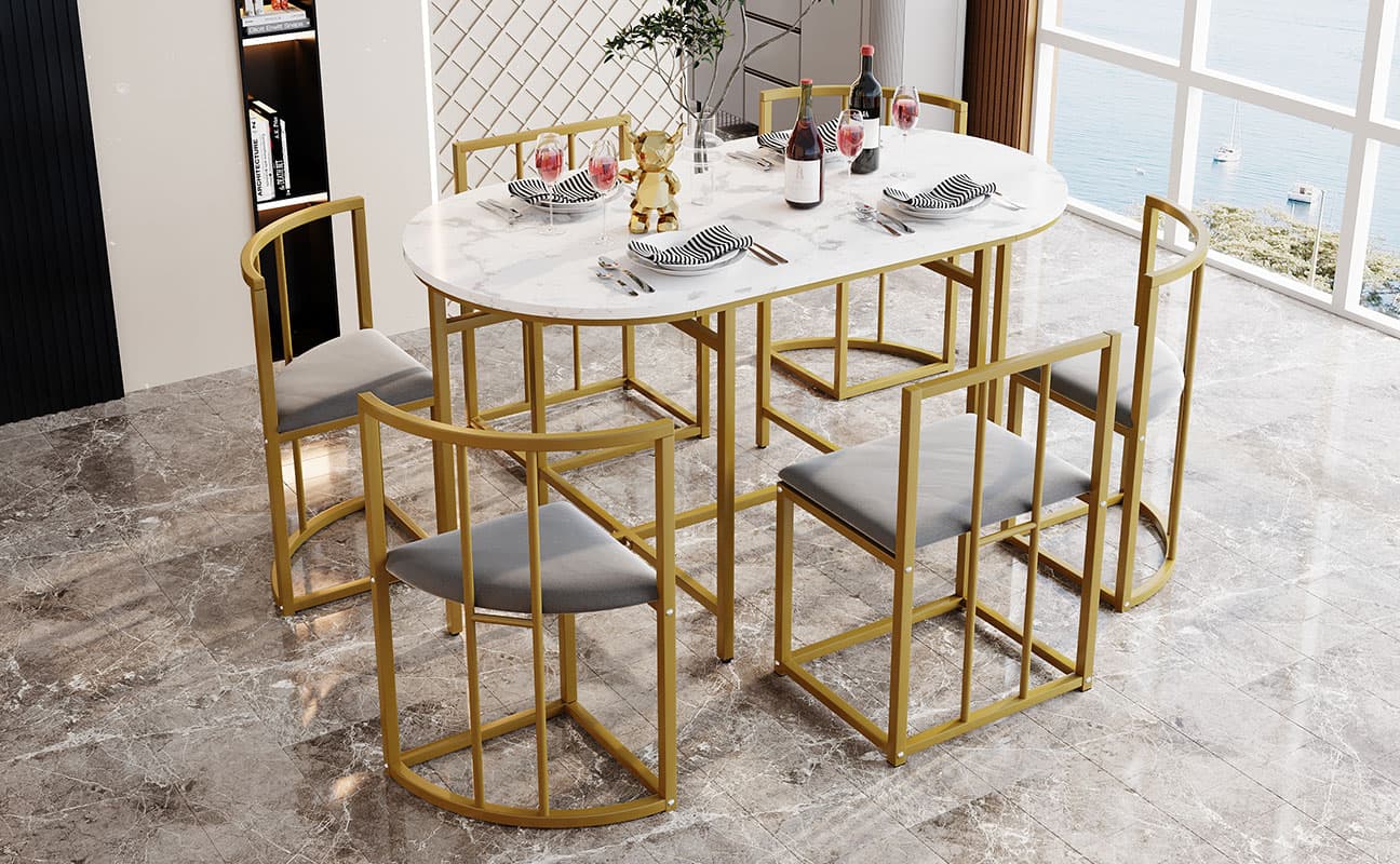 Modern Dining Table and 6-Chair Set - image 2