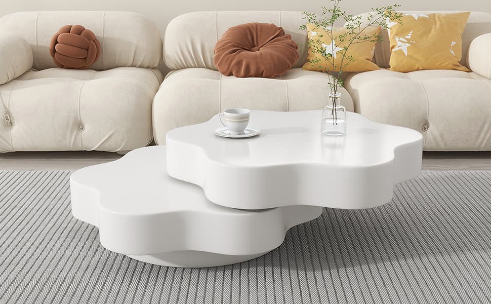 Flower-Shaped Coffee Table with 360° Rotating Top - image 3