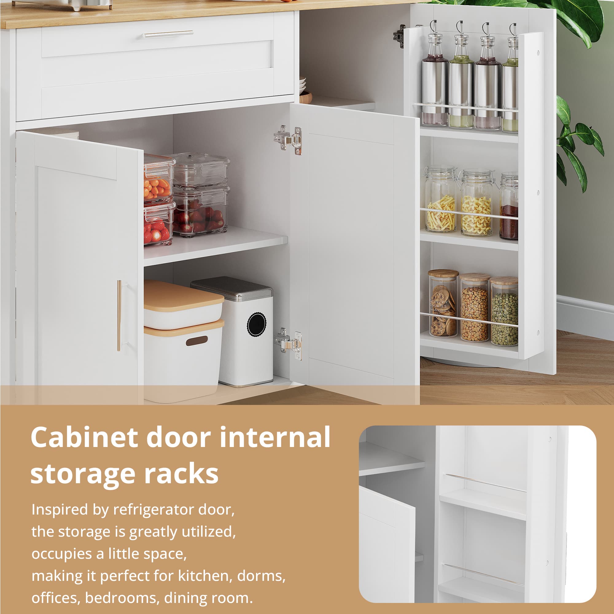 Rolling Kitchen Island Cart with Drop-Leaf Top & Storage - image 4