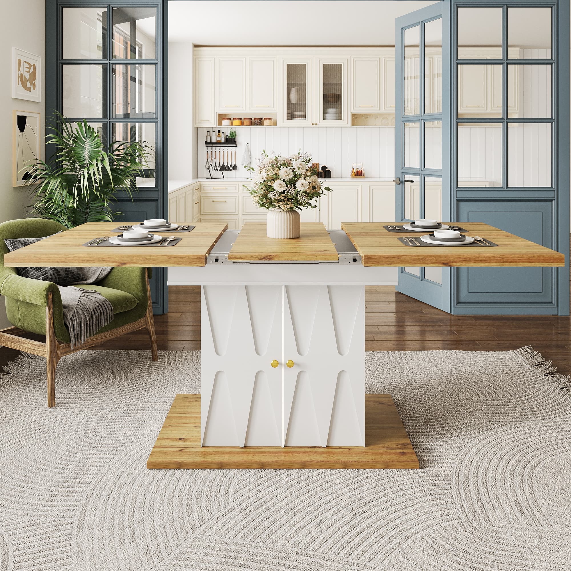 Smart Extendable Dining Table with Hidden Leg Storage - image 2