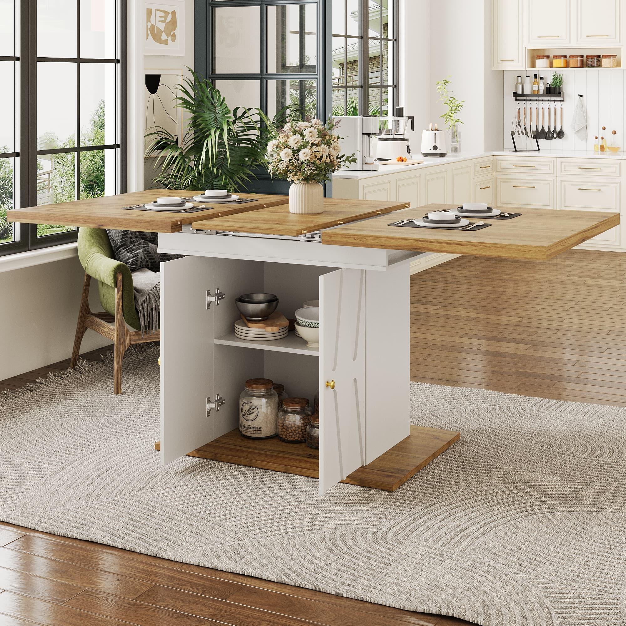 Smart Extendable Dining Table with Hidden Leg Storage - image 1