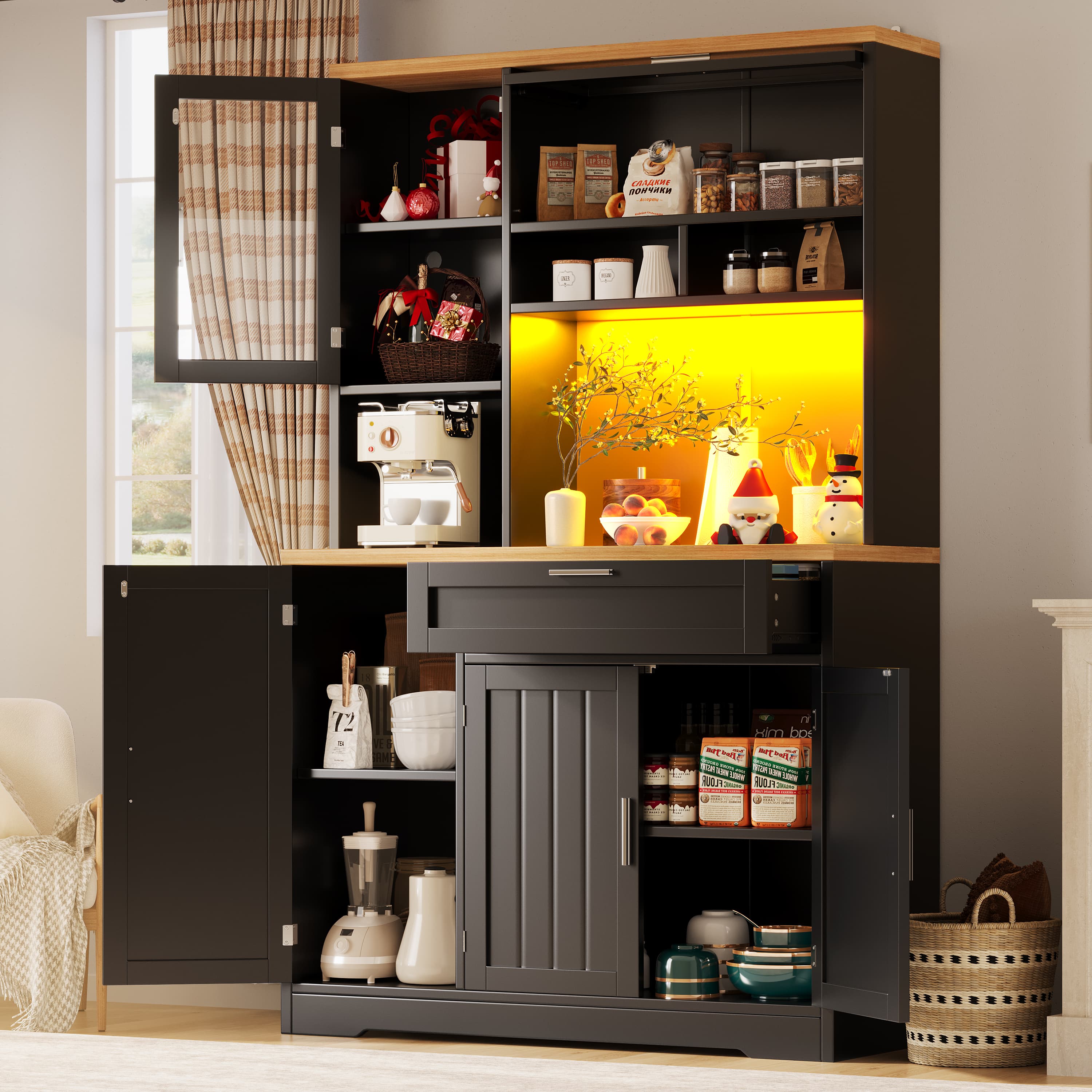 Transform Your Space with this Modern LED Display Cabinet - Black
