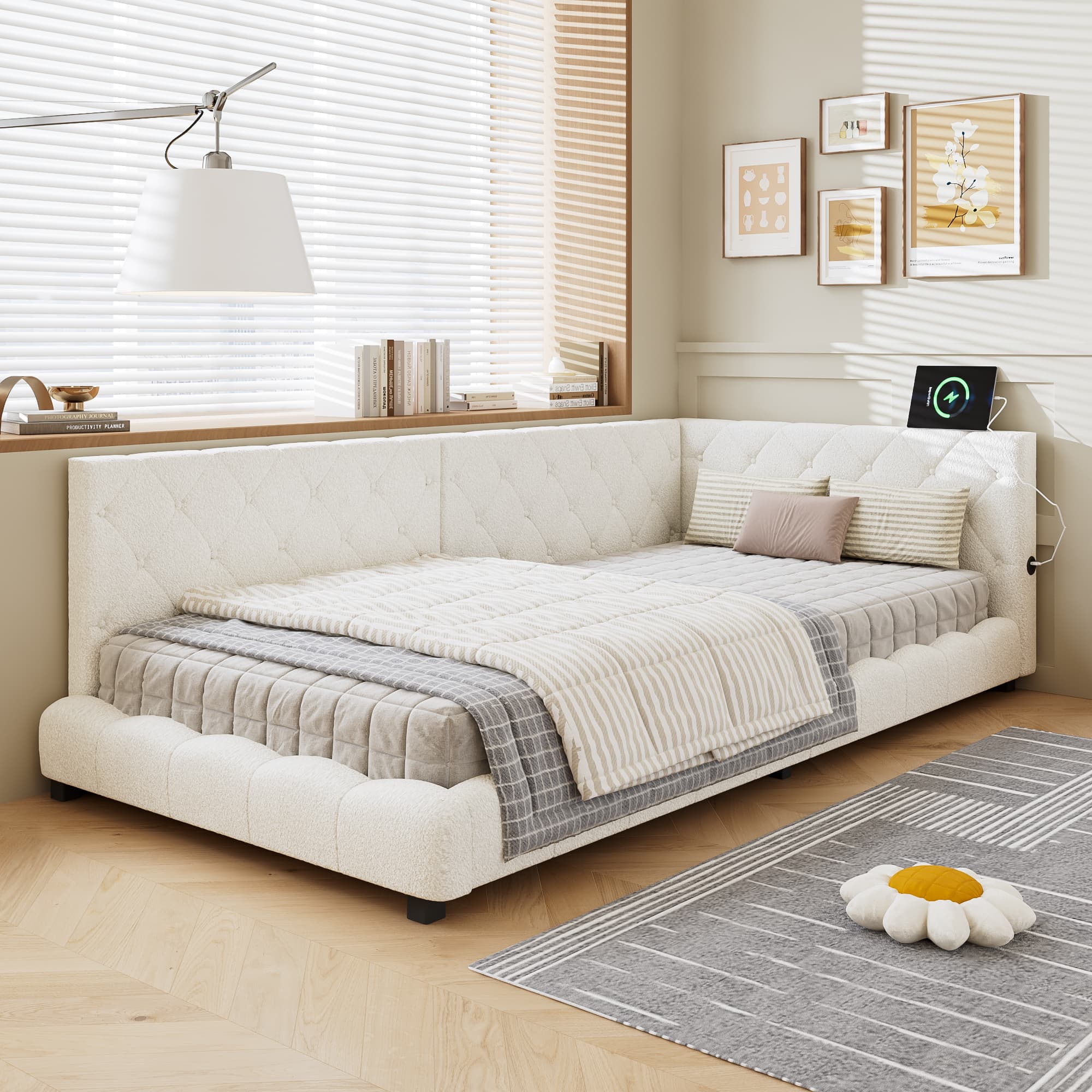 Modern Upholstered Single Bed with Dual Comfort Headboards - image 2