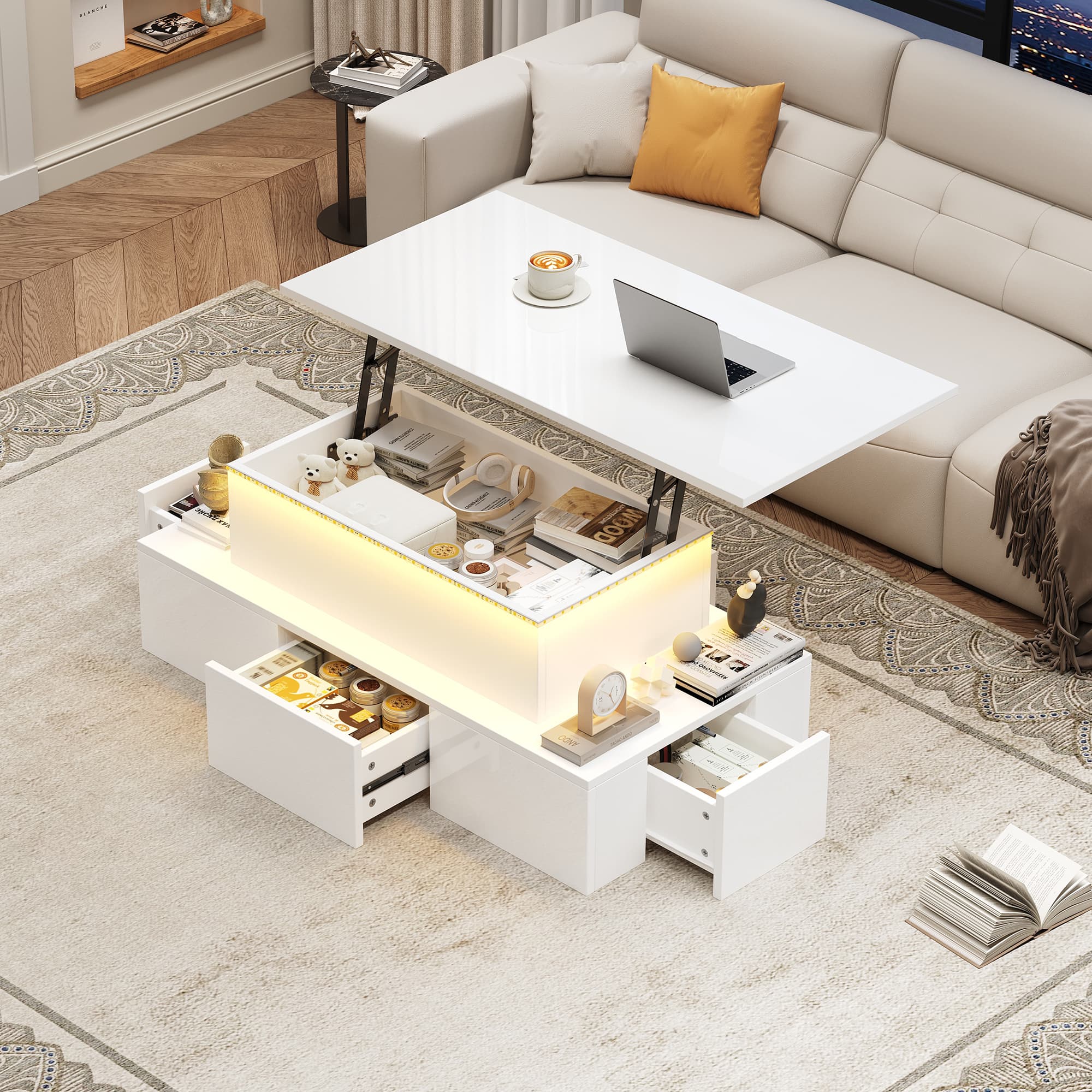 Transform Your Living Room with a High Gloss Lift-Top Coffee Table