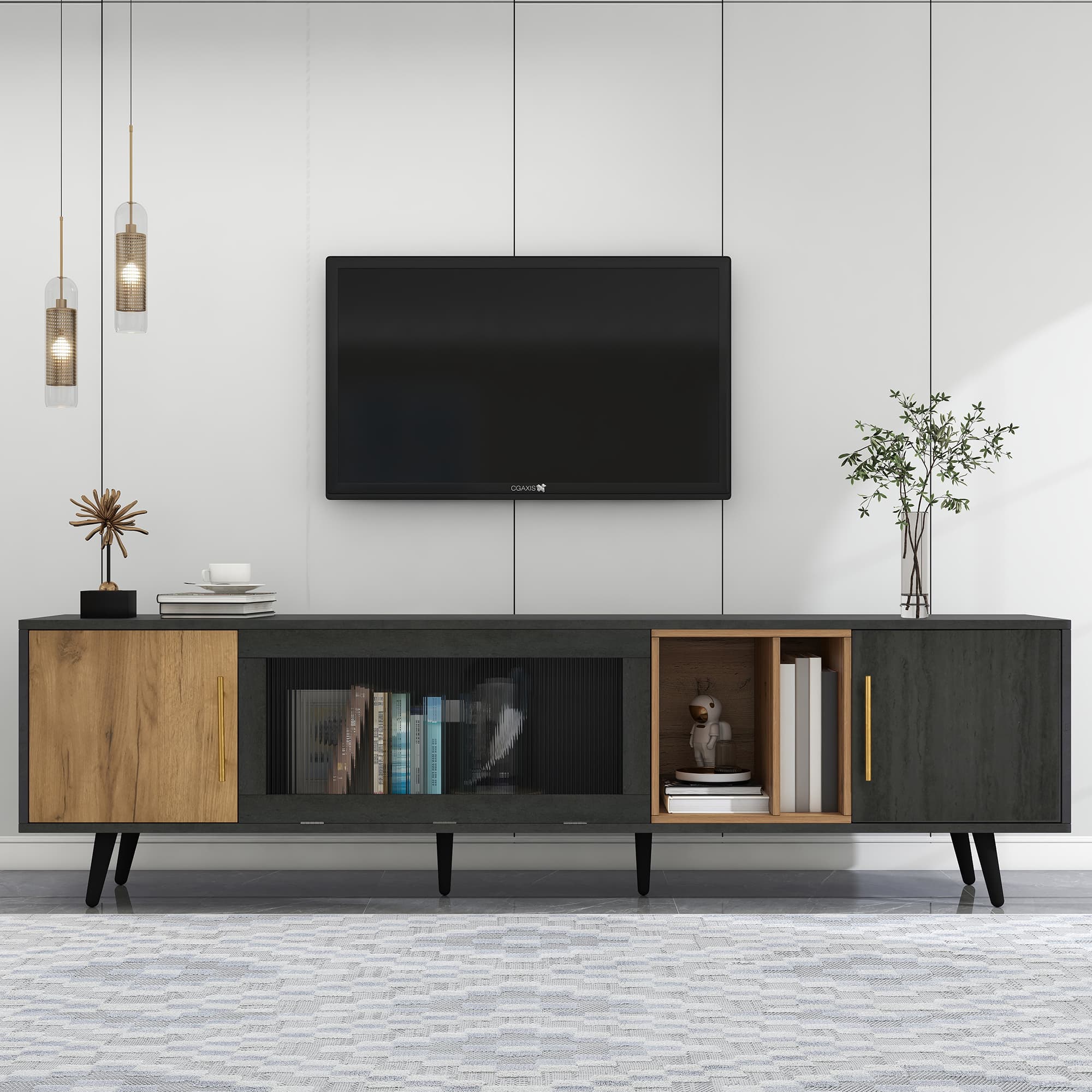 Transform Your Living Room with an Elegant 90-Inch TV Stand - Grey