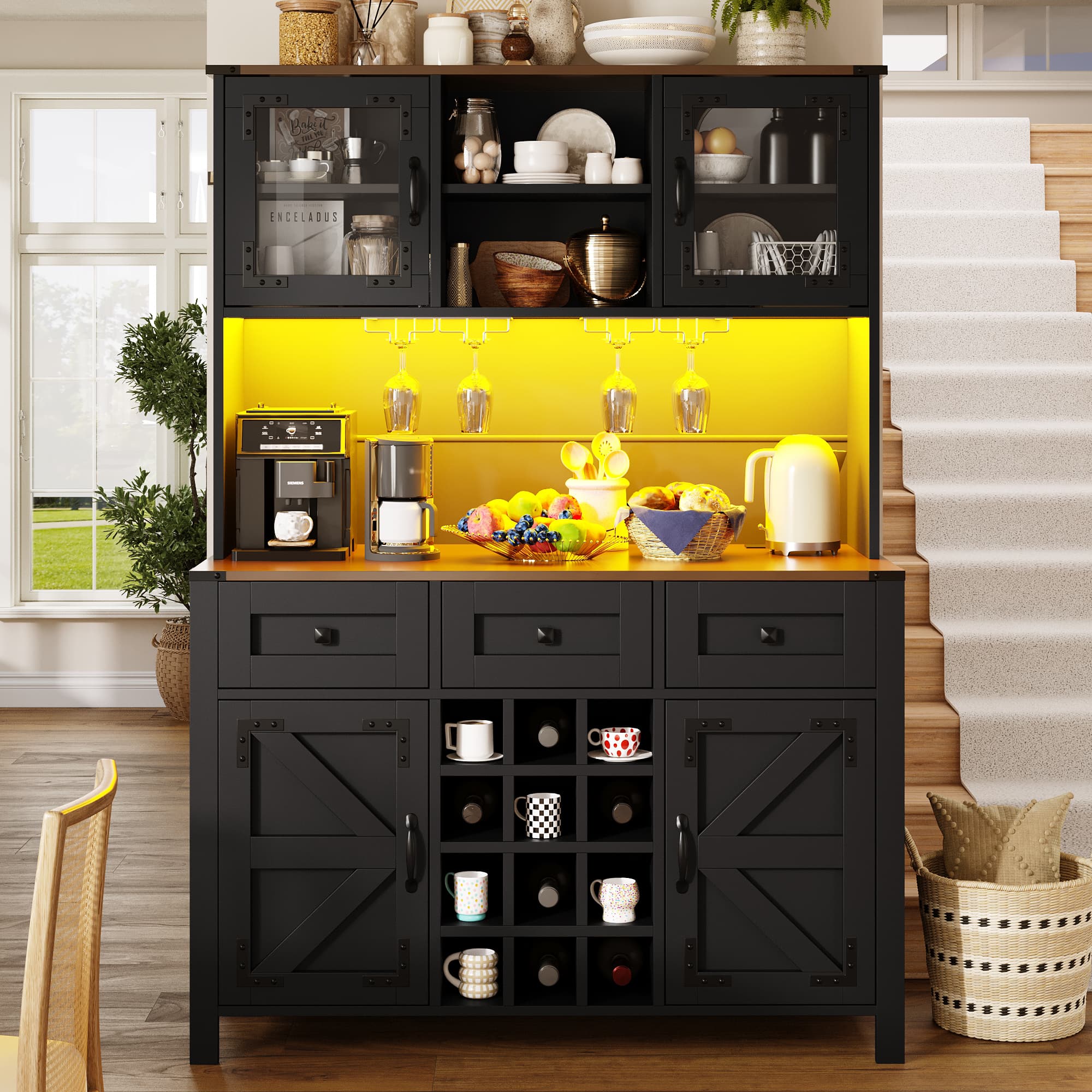 Modern Tall Storage Cabinet with Power & LED Lighting - image 5