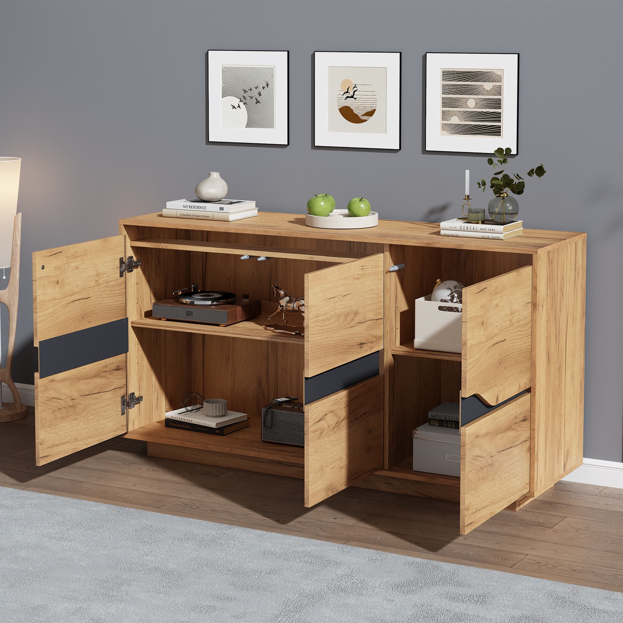Transform Your Home with This Versatile 3-Door Sideboard - image 2