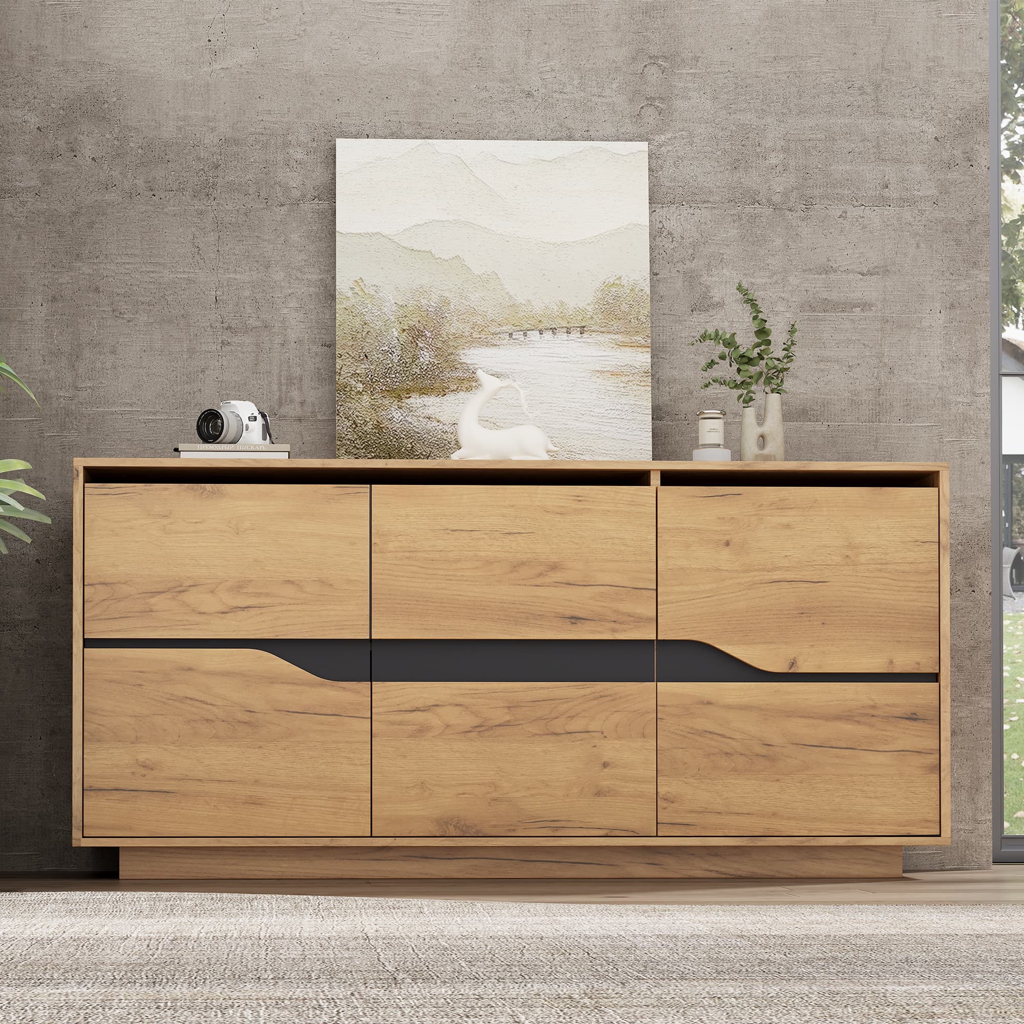 Transform Your Home with This Versatile 3-Door Sideboard - Wood