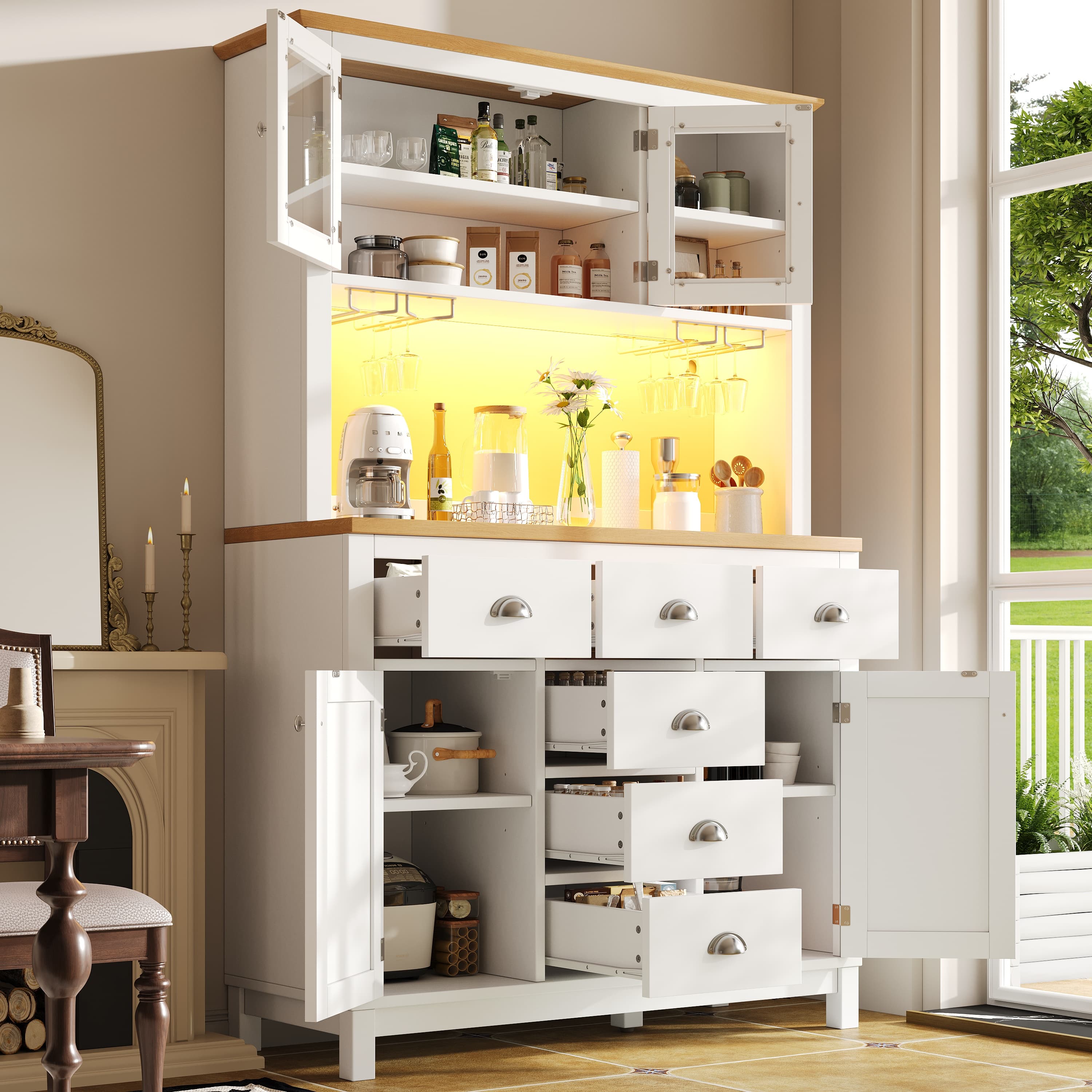 Elegant Farmhouse Storage Cabinet with Ambient LED Lighting - image 5