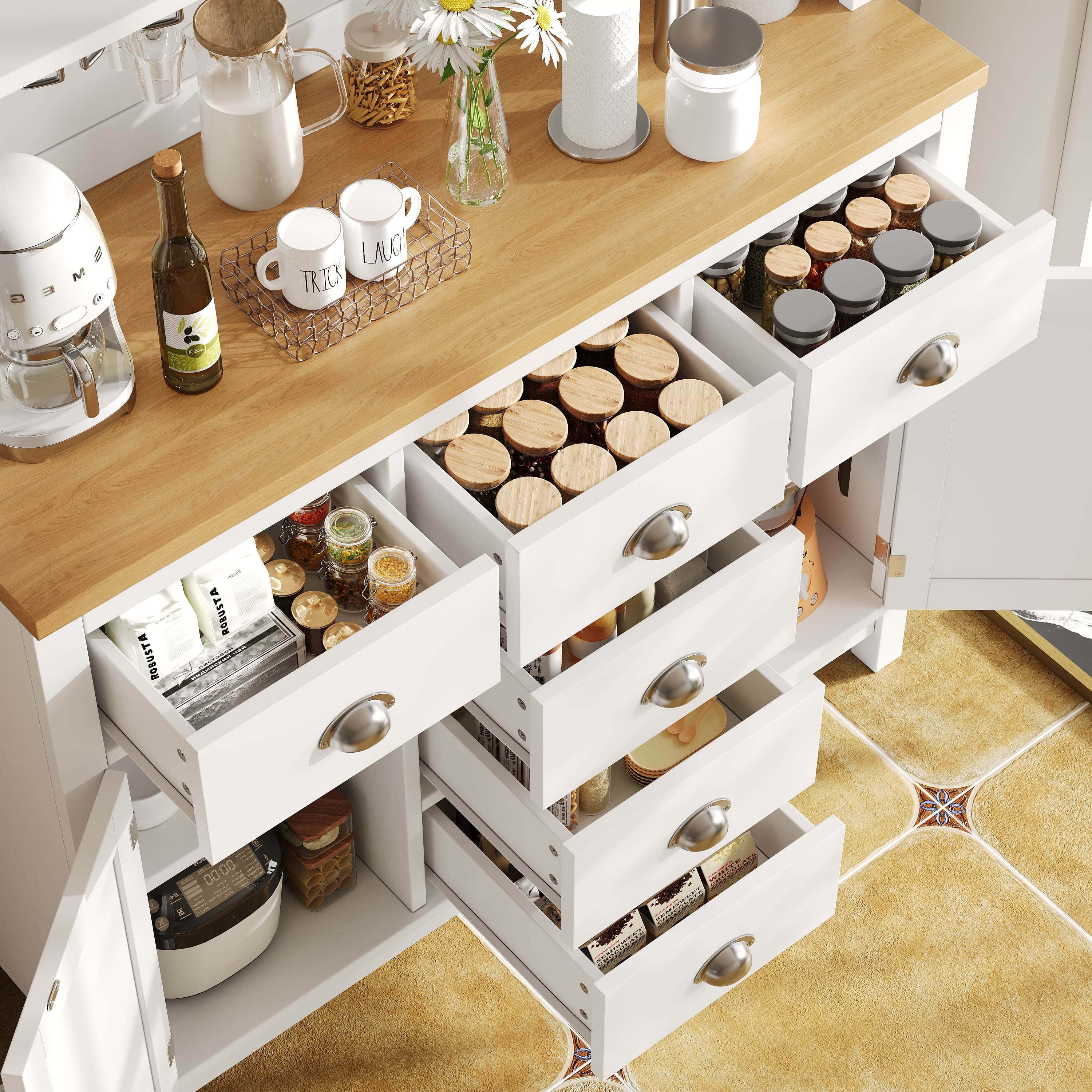 Elegant Farmhouse Storage Cabinet with Ambient LED Lighting - image 4