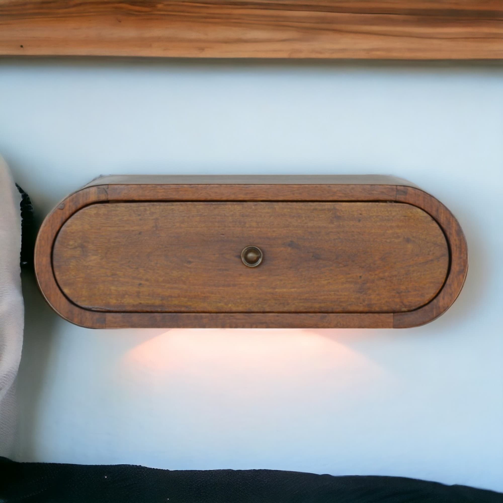 Elevate Your Bedroom with a Wall Mounted Mango Wood Bedside Table