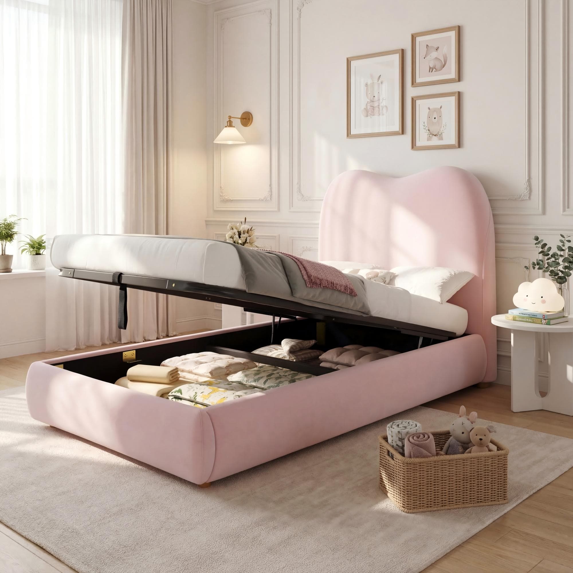 A Magical Pink Velvet Bed with Secret Storage for Your Child - image 2