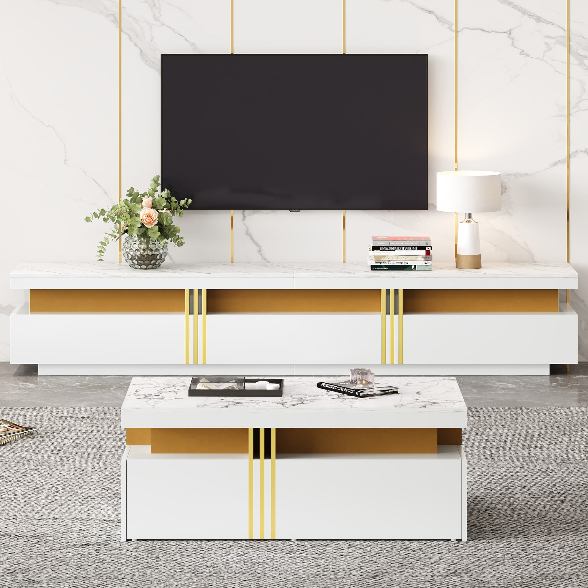 Transform Your Living Room with a Coordinated Furniture Set - White