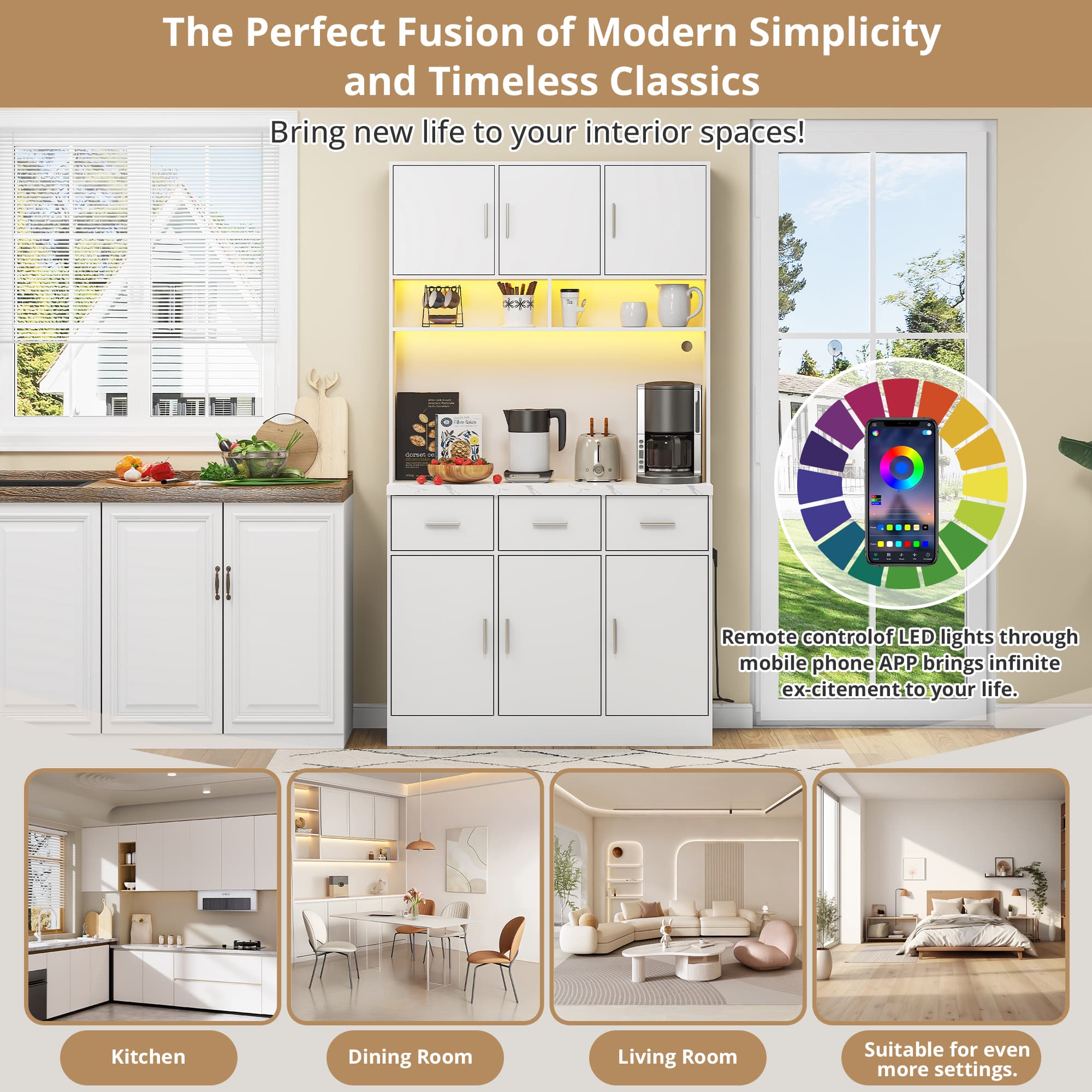 Smart Pantry & Buffet Cupboard with LED Lighting - image 2