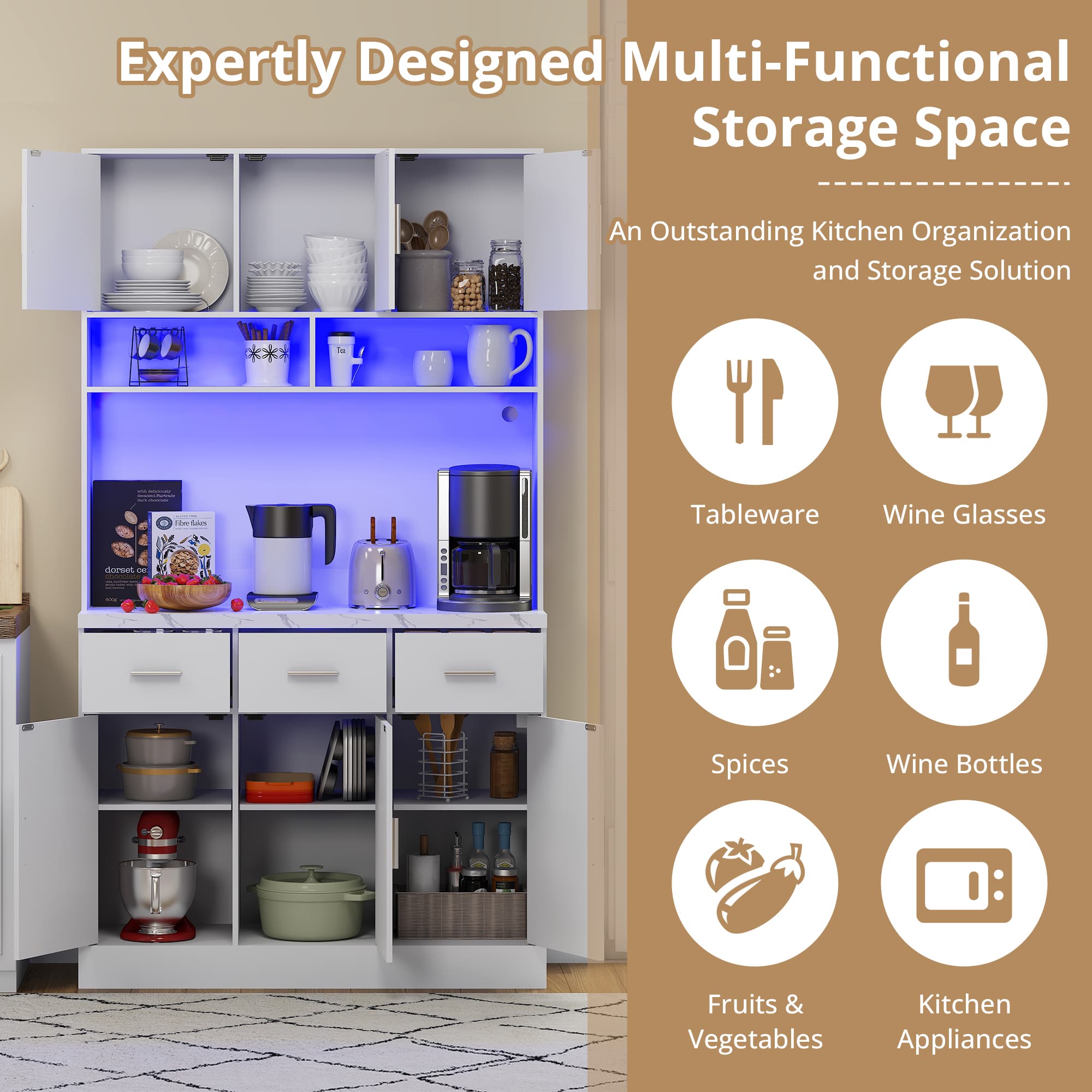 Smart Pantry & Buffet Cupboard with LED Lighting - image 4
