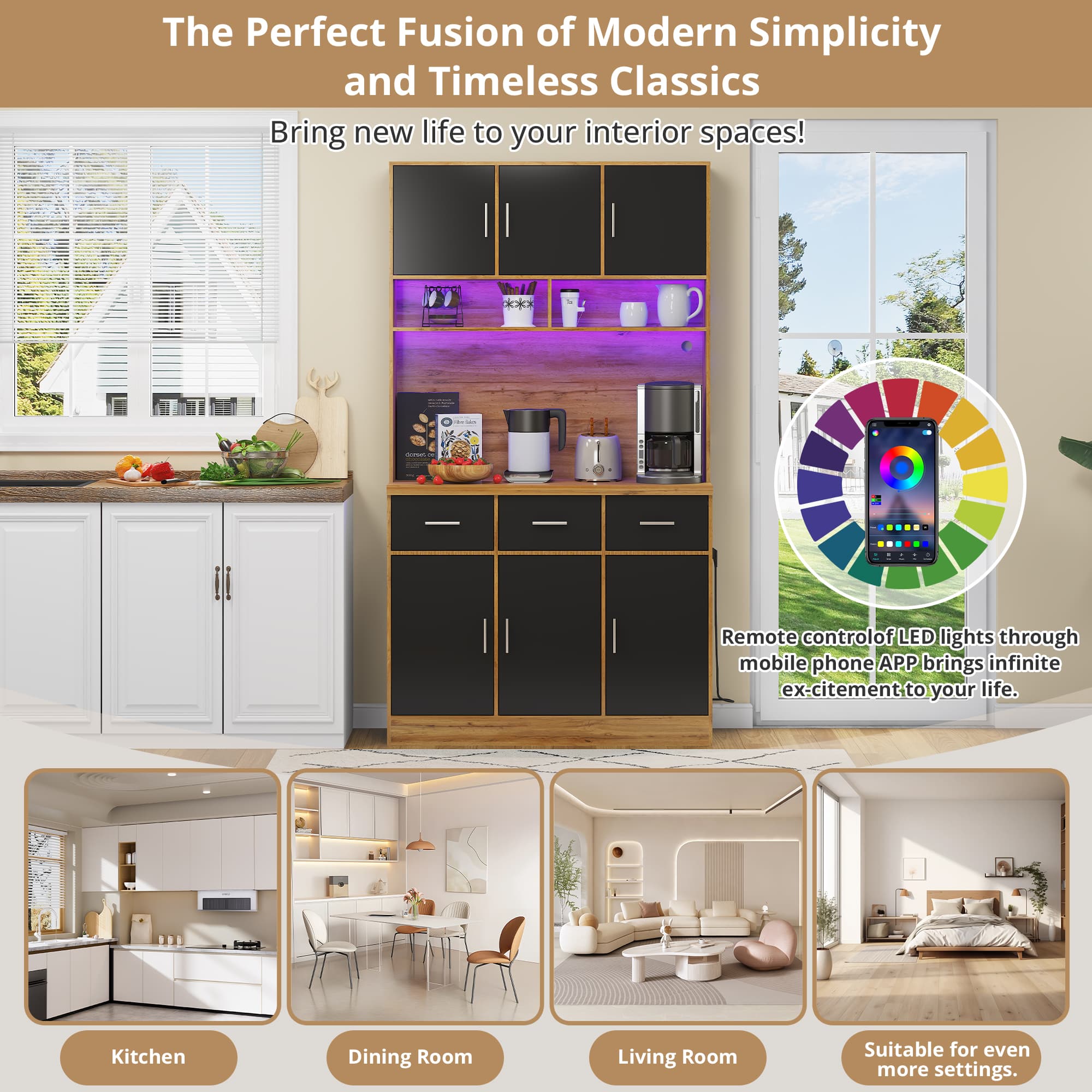 Smart Kitchen Storage Cabinet with LEDs & Charging Station - image 5