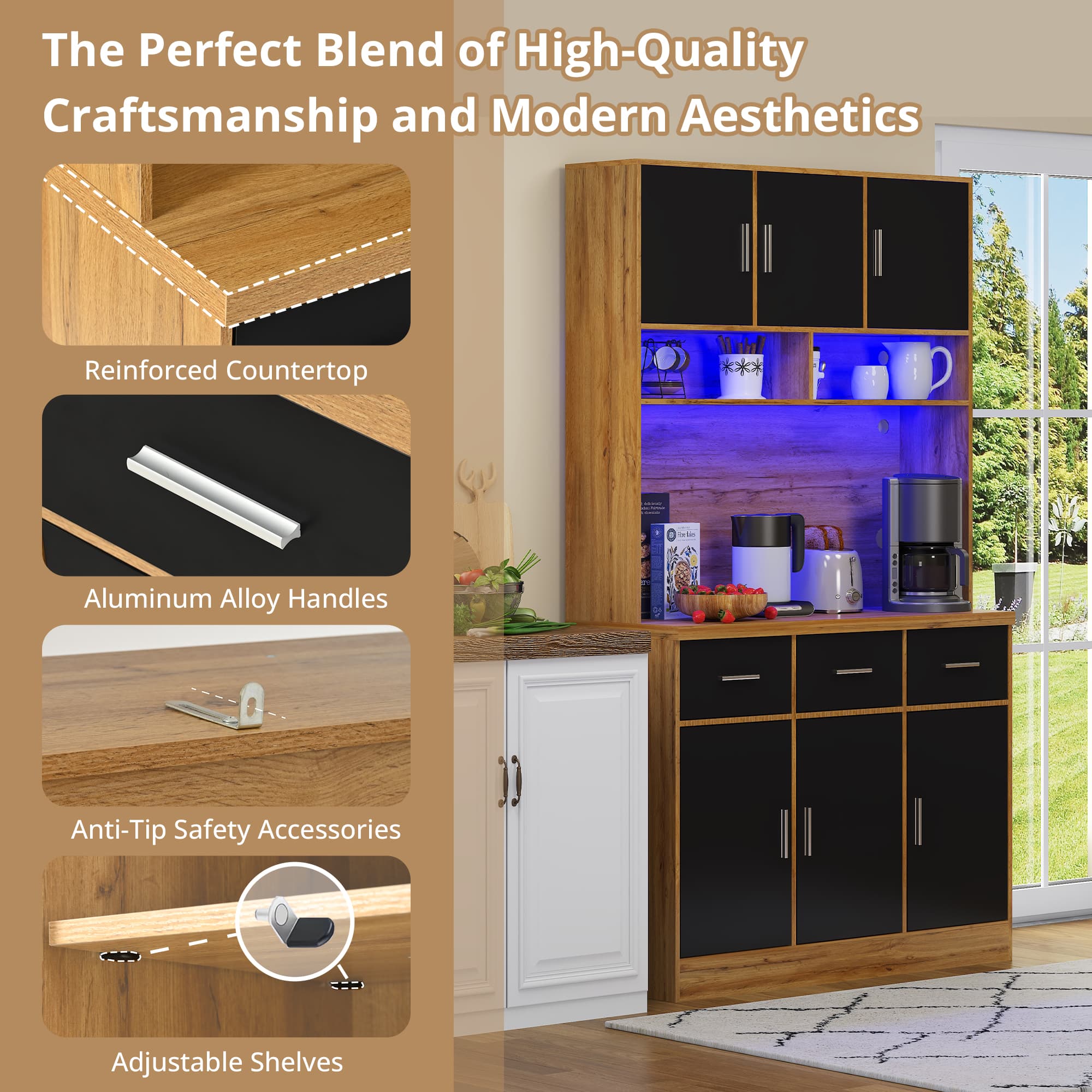 Smart Kitchen Storage Cabinet with LEDs & Charging Station - image 3