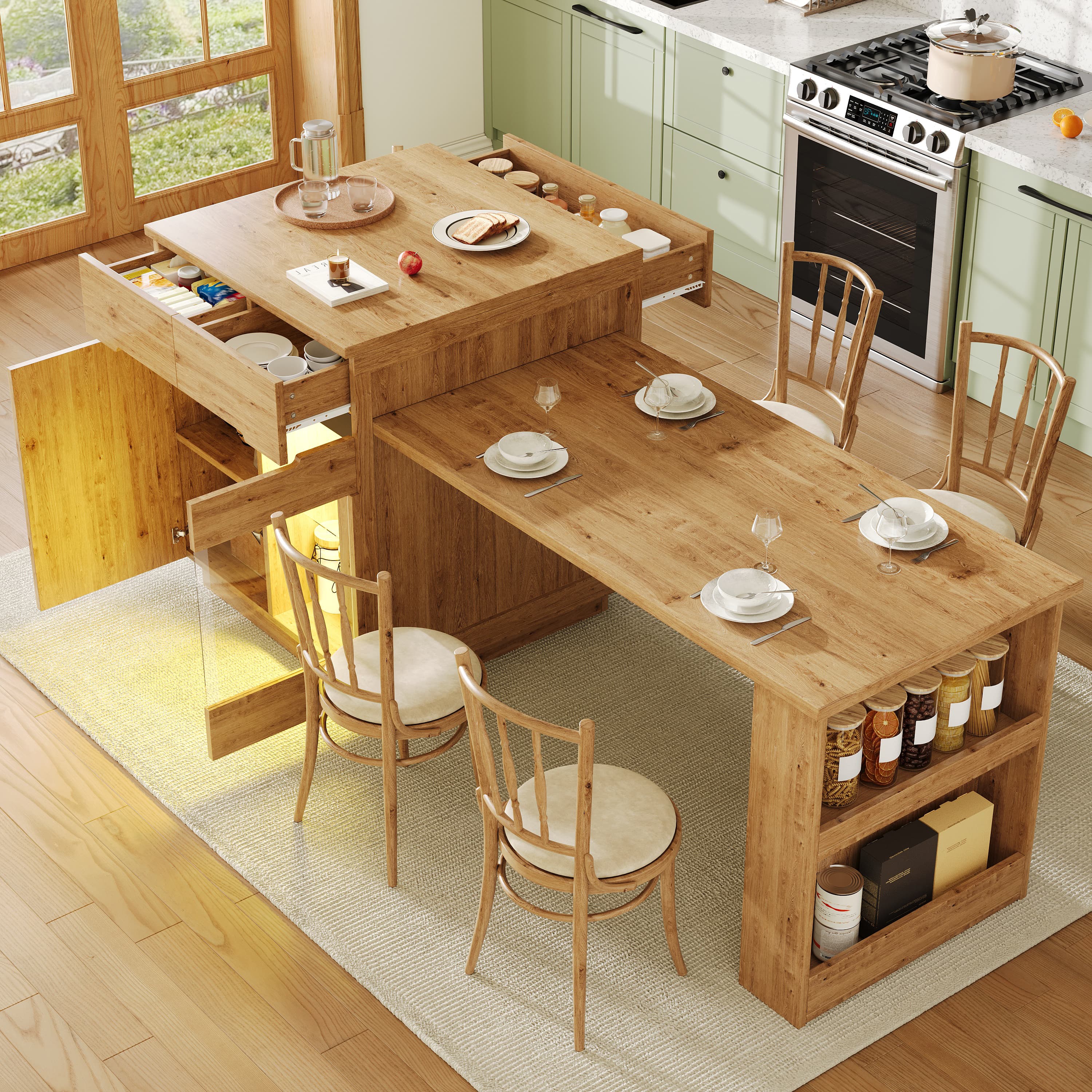 Extendable Oak Kitchen Island for Effortless Entertaining - image 3