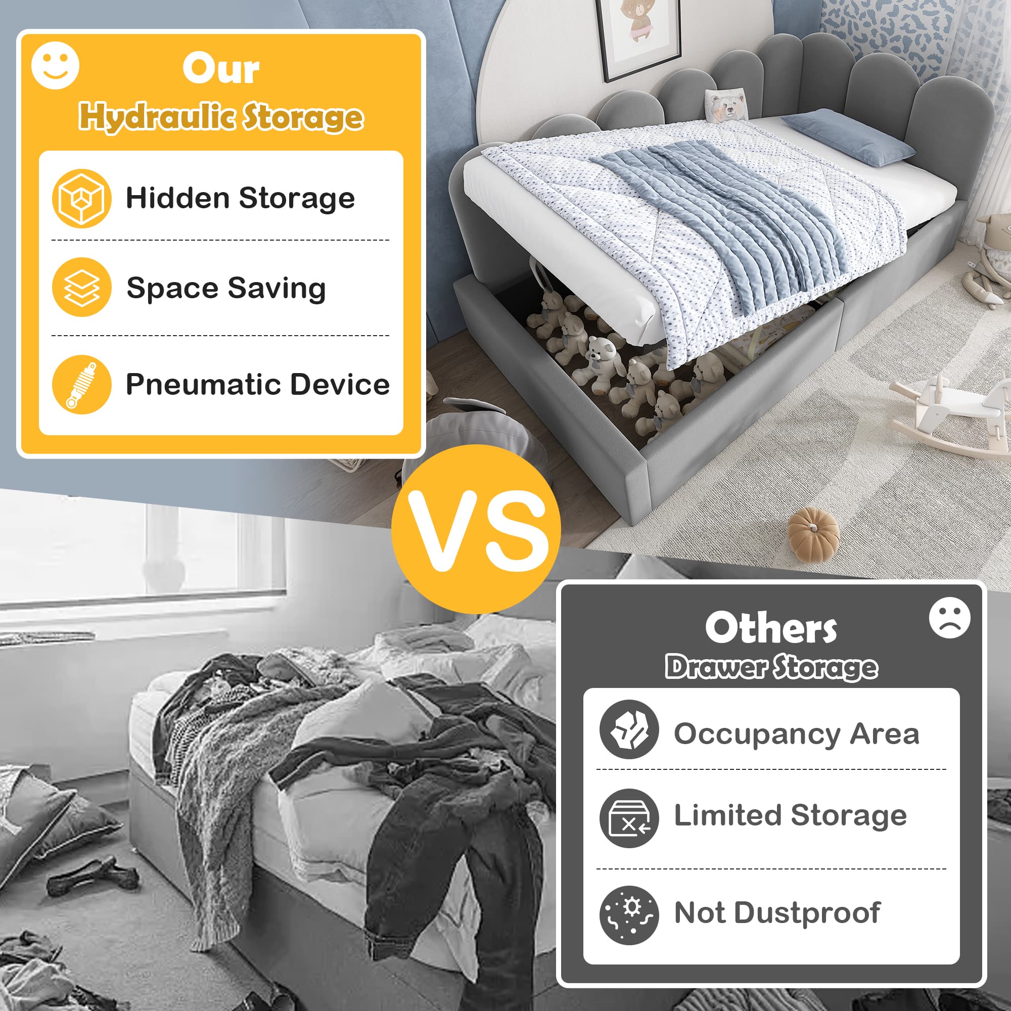 Transform Your Space with this Grey Velvet Storage Daybed - image 4