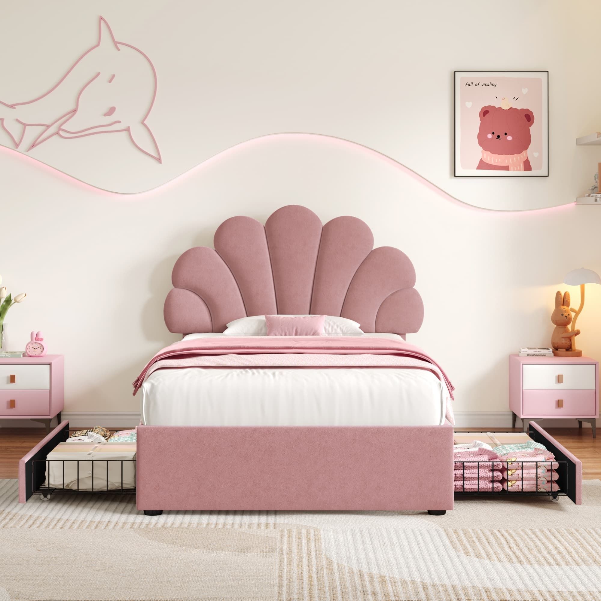 Transform Your Space with the Pink Velvet Petal Storage Bed - image 1