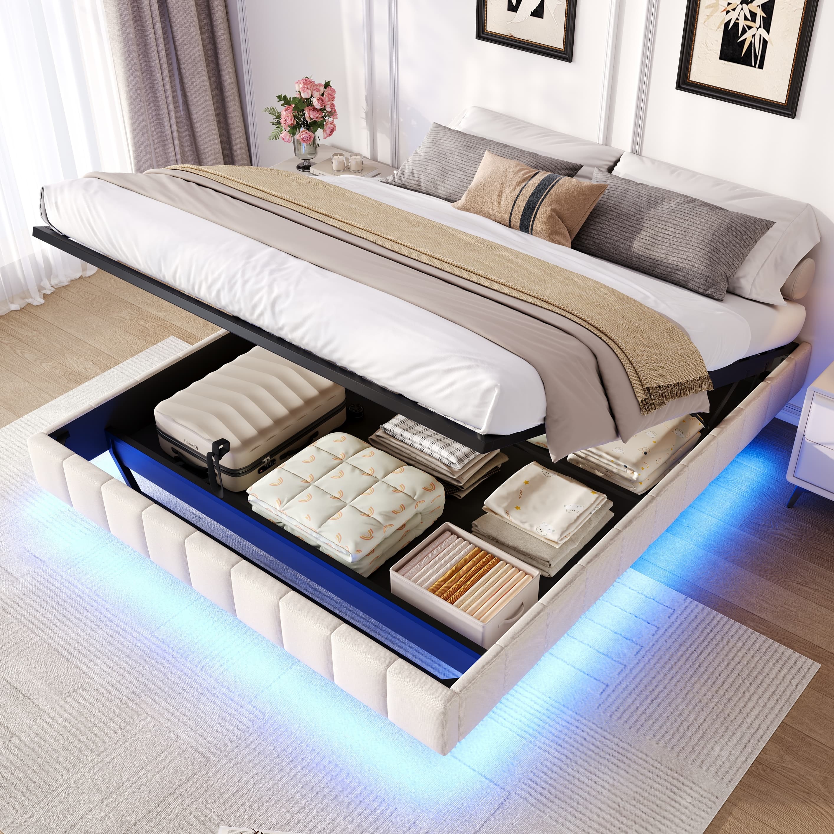 Transform Your Bedroom with this Floating Double Ottoman Bed - image 4