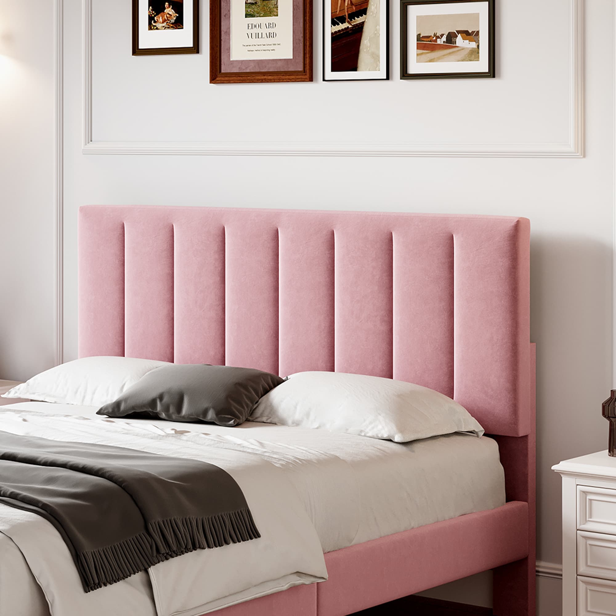 Transform Your Bedroom with this Pink Velvet Double Bed Frame - image 3