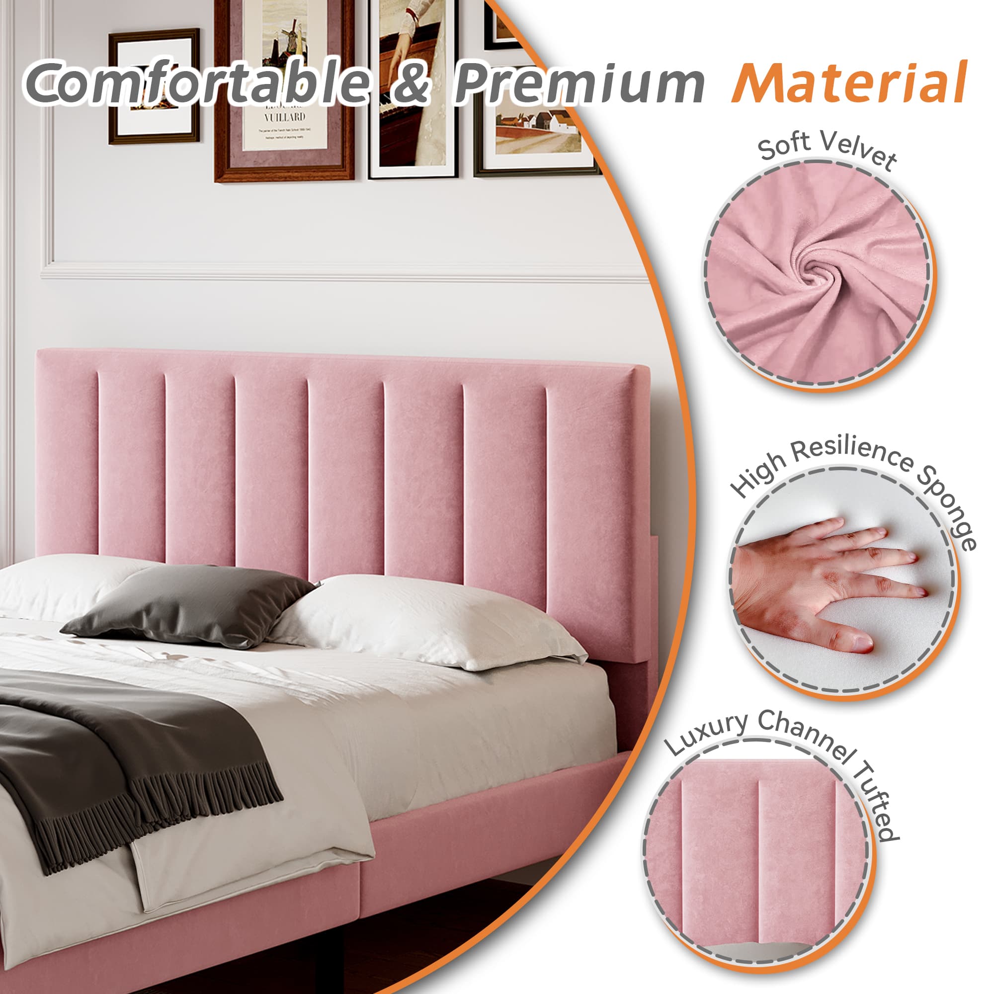Transform Your Bedroom with this Pink Velvet Double Bed Frame - image 1