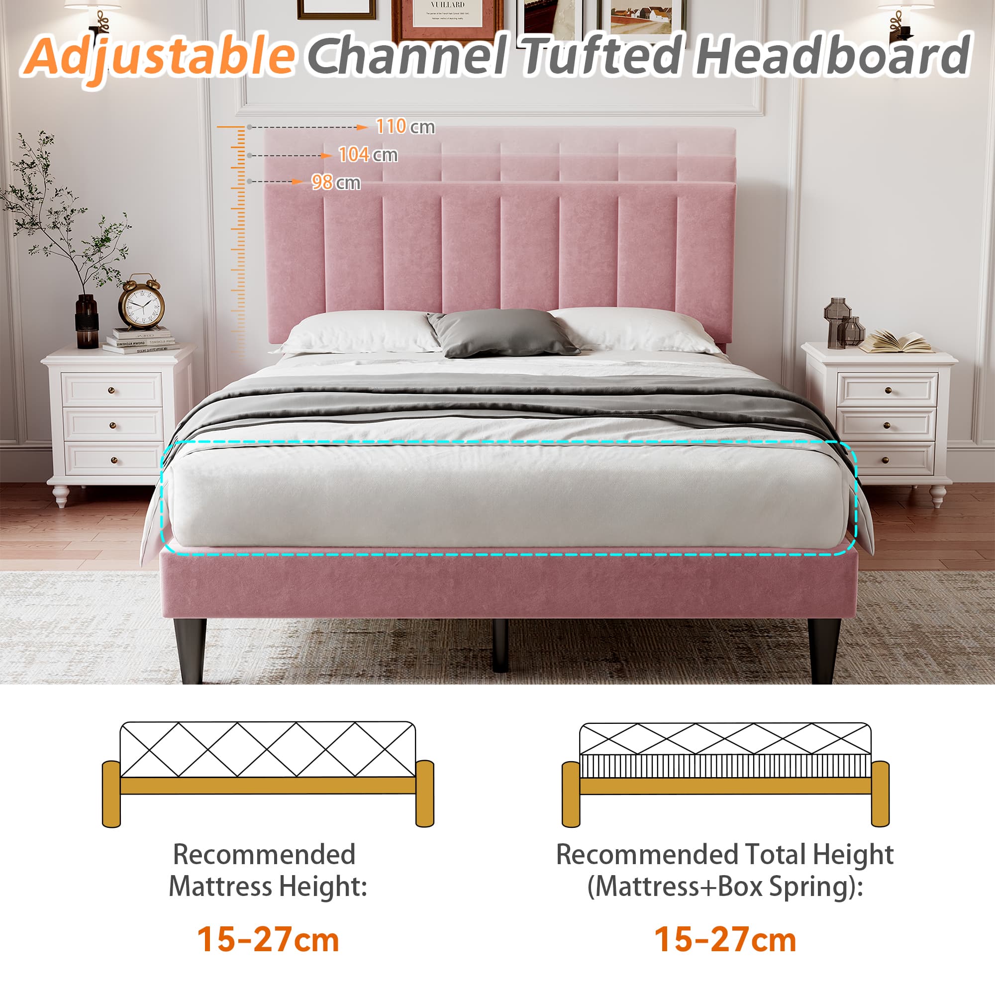 Transform Your Bedroom with this Pink Velvet Double Bed Frame - image 4
